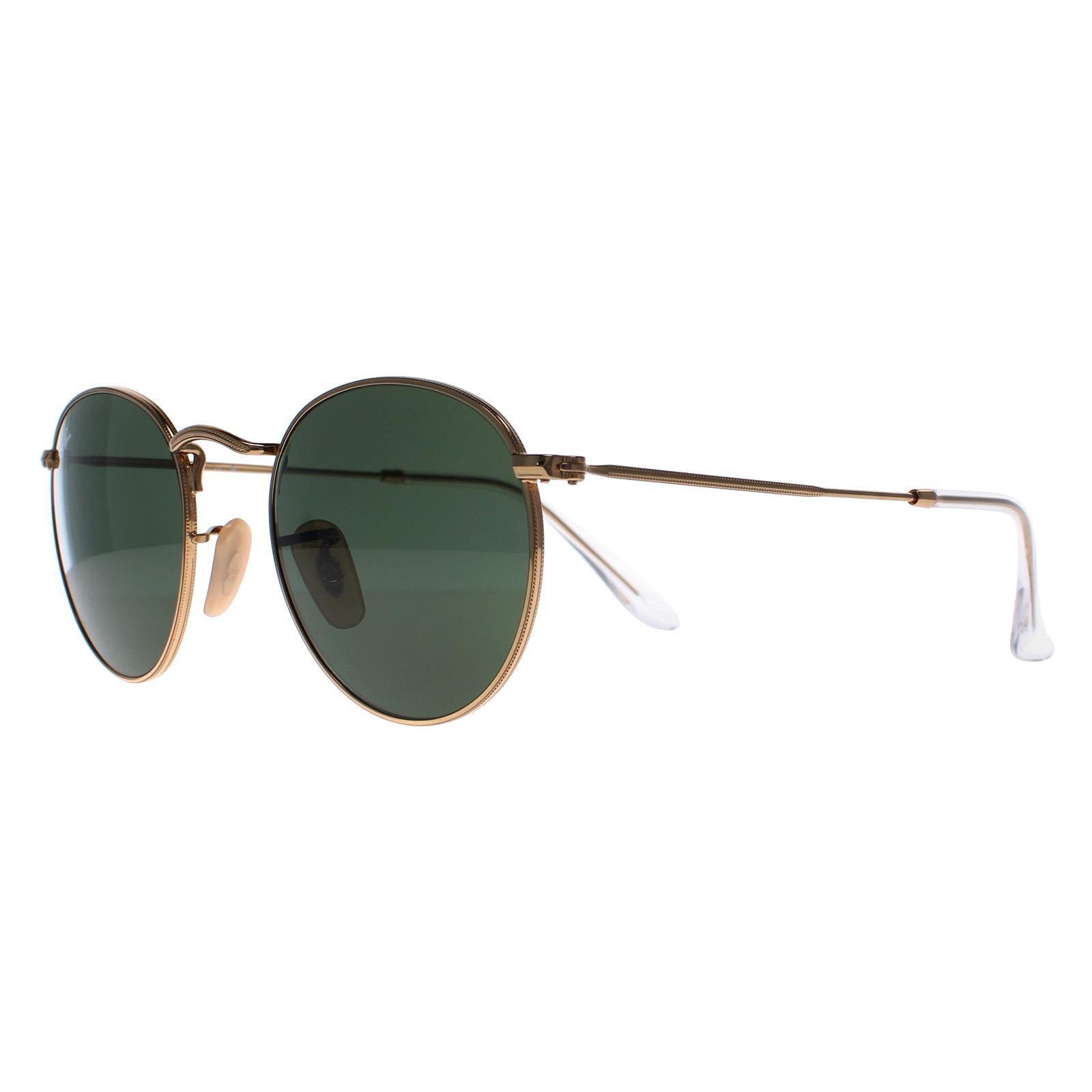 Ray-Ban Round Unisex Gold Green Sunglasses 2/4