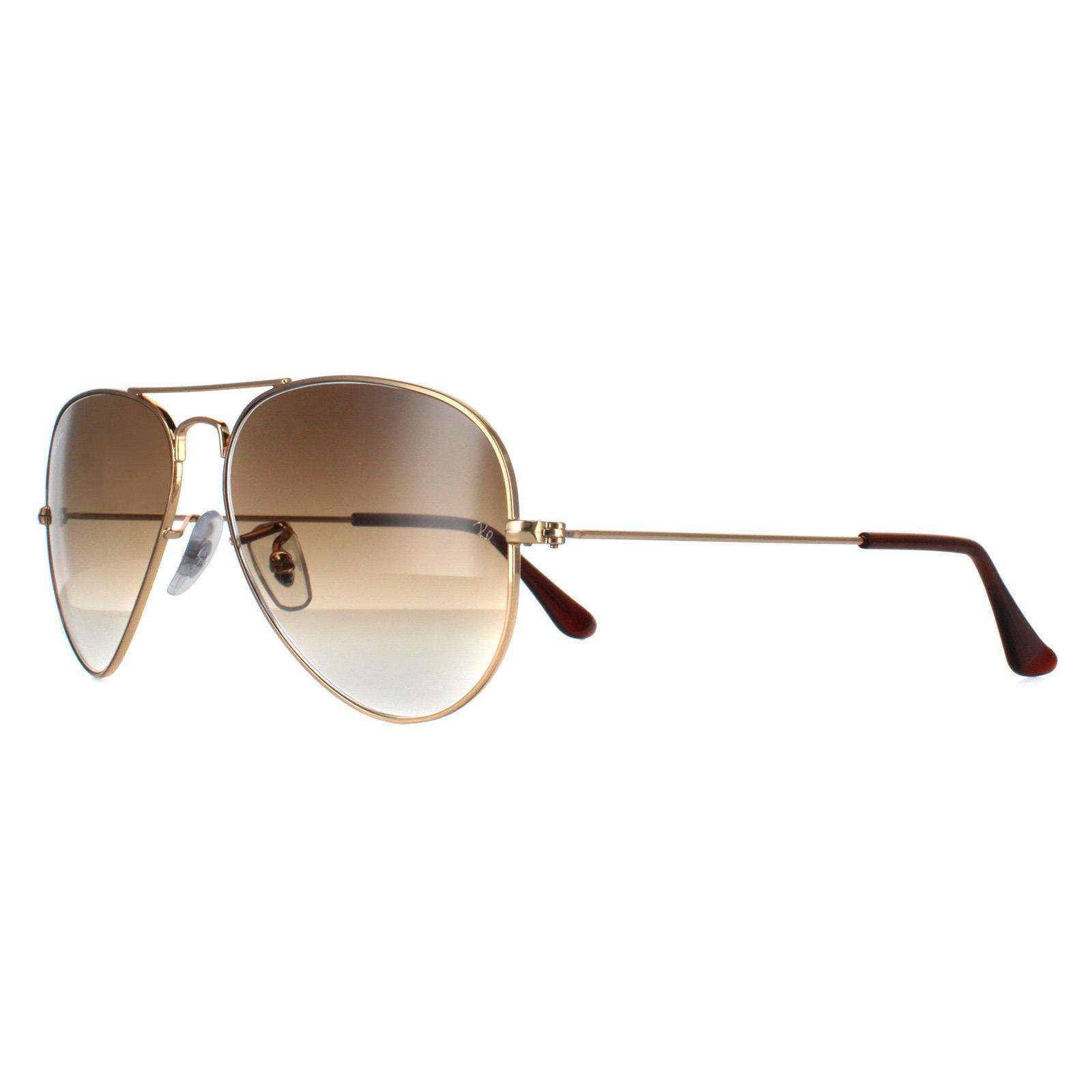 Ray-Ban Aviator Mens Gold Brown Gradient Sunglasses 2/4
