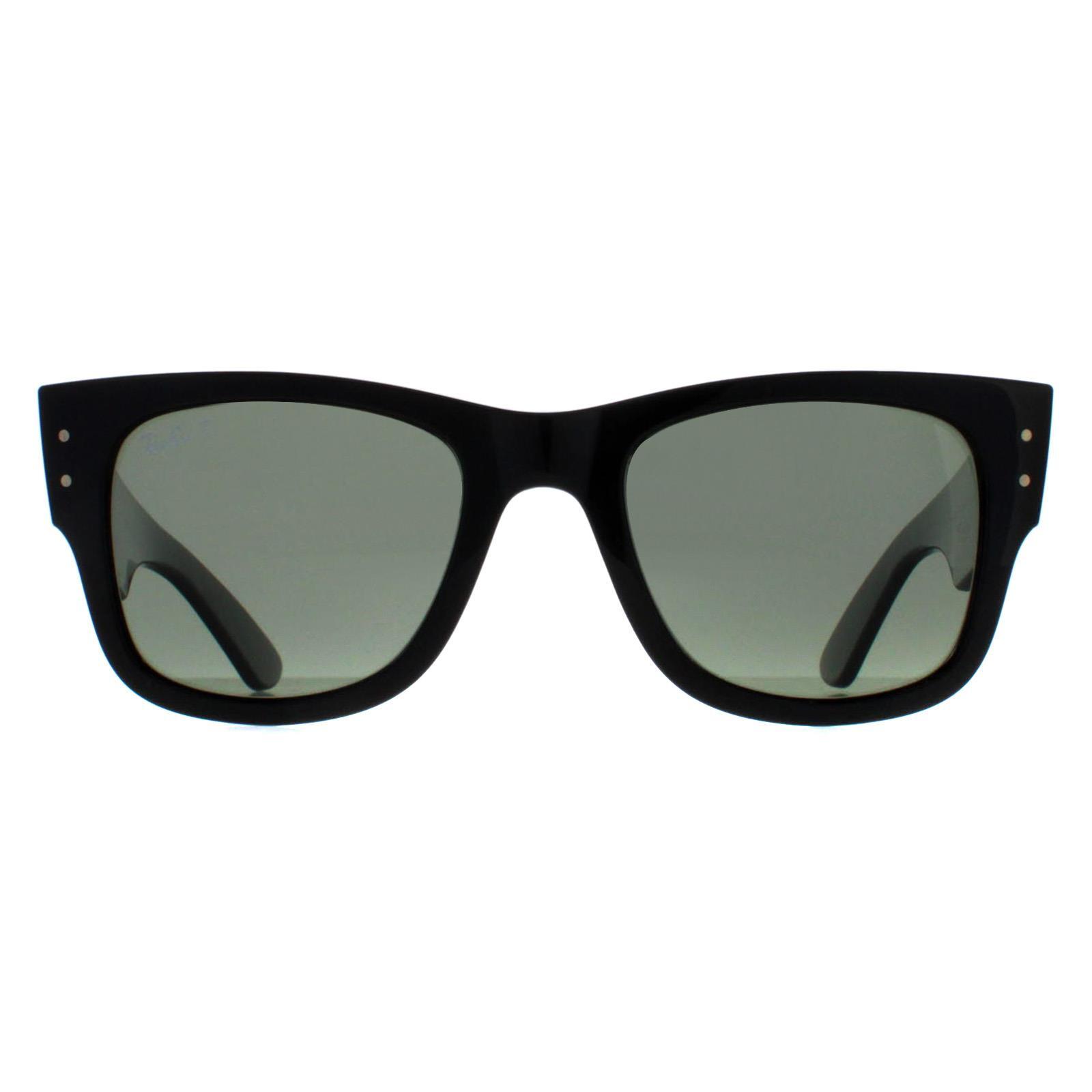RAY-BAN Ray-Ban Square Unisex Polished Black Green Polarized RB0840S Mega Wayfarer
