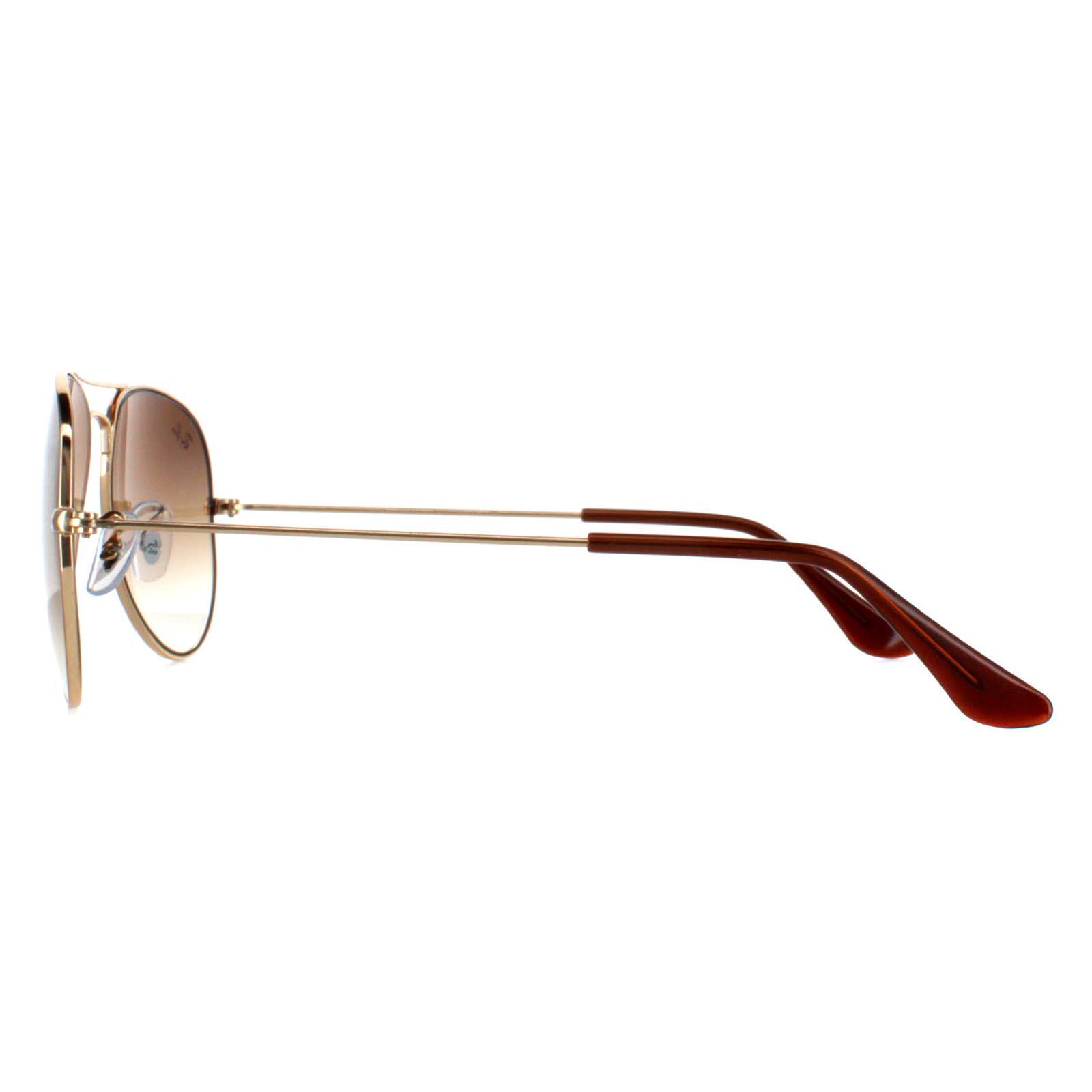 Ray-Ban Aviator Mens Gold Brown Gradient Sunglasses 3/4