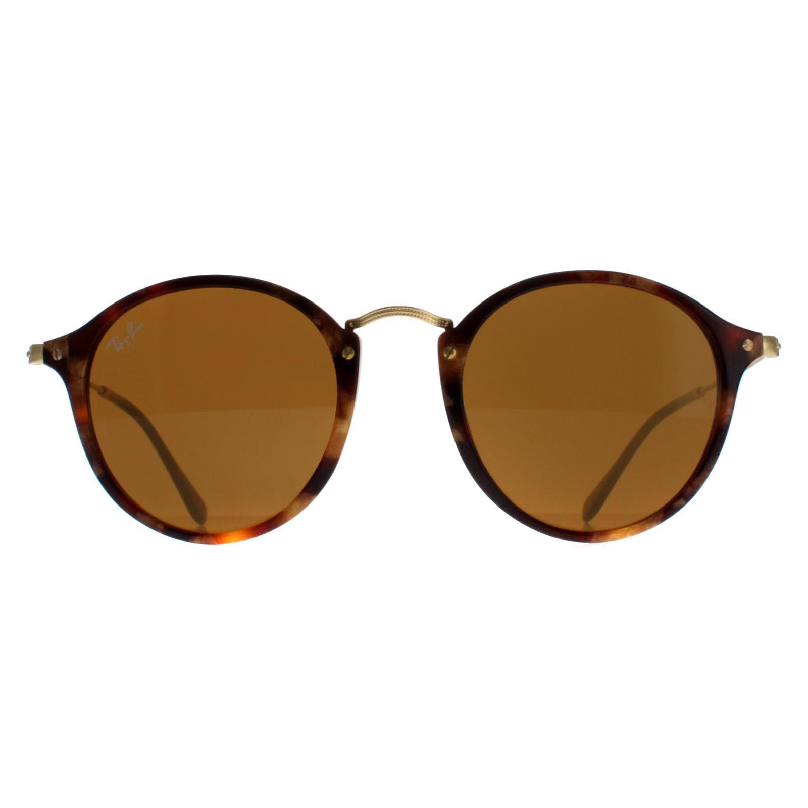 Ray-Ban Round Unisex Tortoise & Gold Brown Sunglasses 1/4