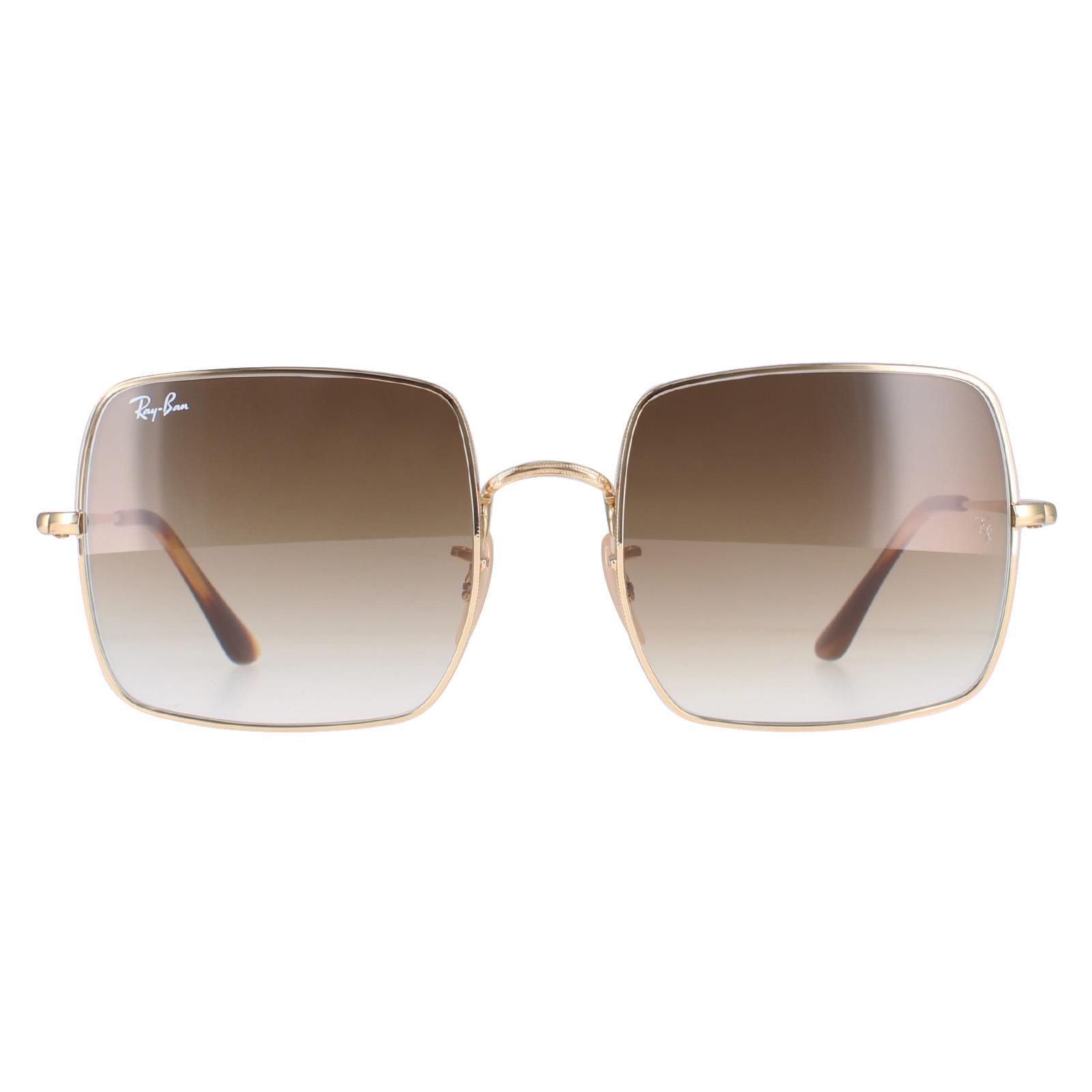 RAY-BAN Ray-Ban Square Womens Gold Light Brown Gradient Sunglasses