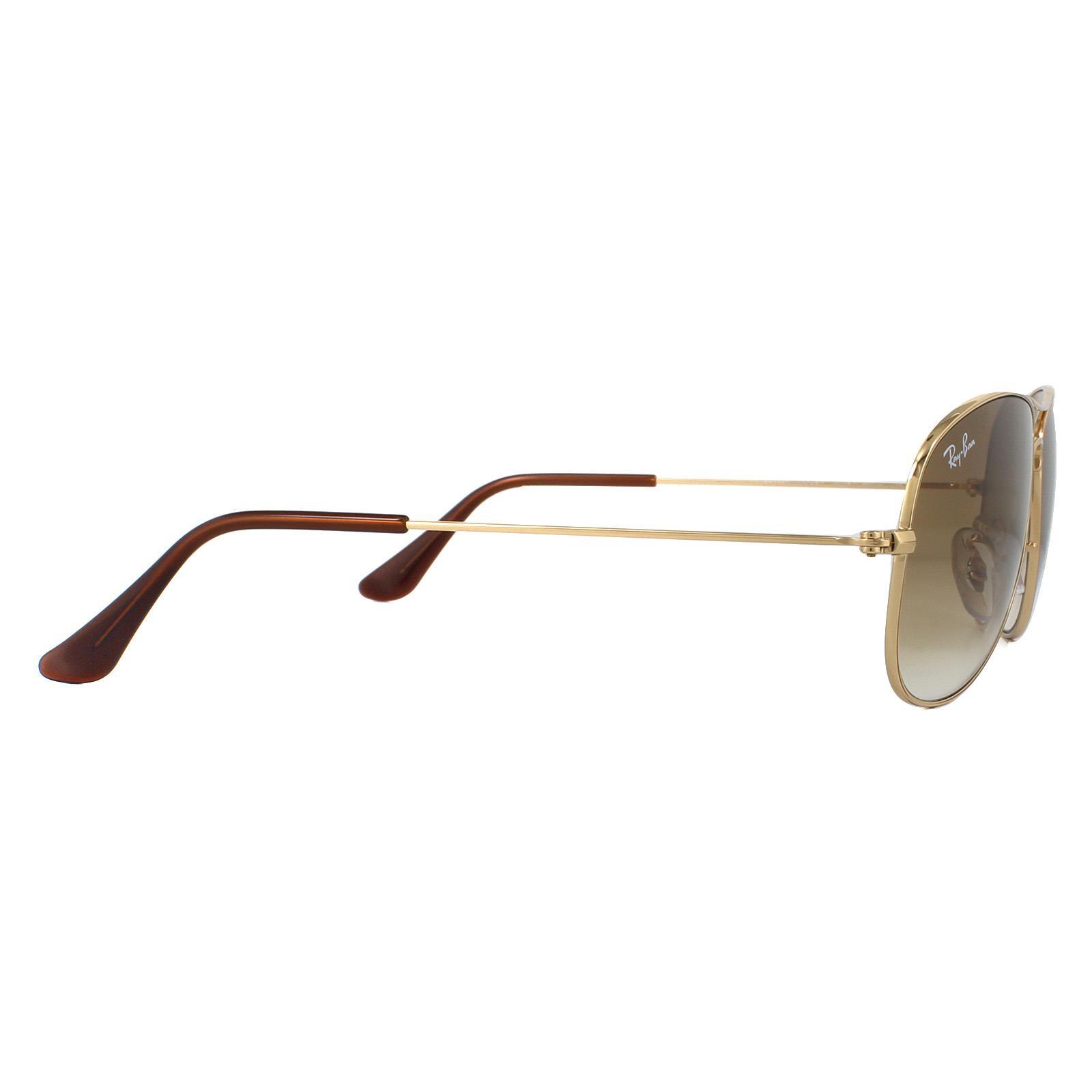 Ray-Ban Aviator Mens Gold Brown Gradient Sunglasses 4/4