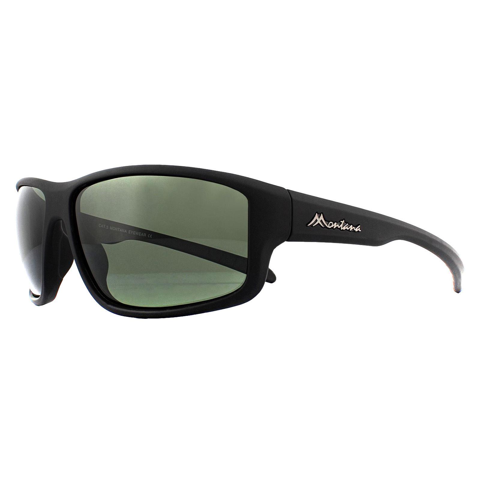 Montana Wrap Mens Black Rubber Green G15 Polarized Sunglasses 2/4