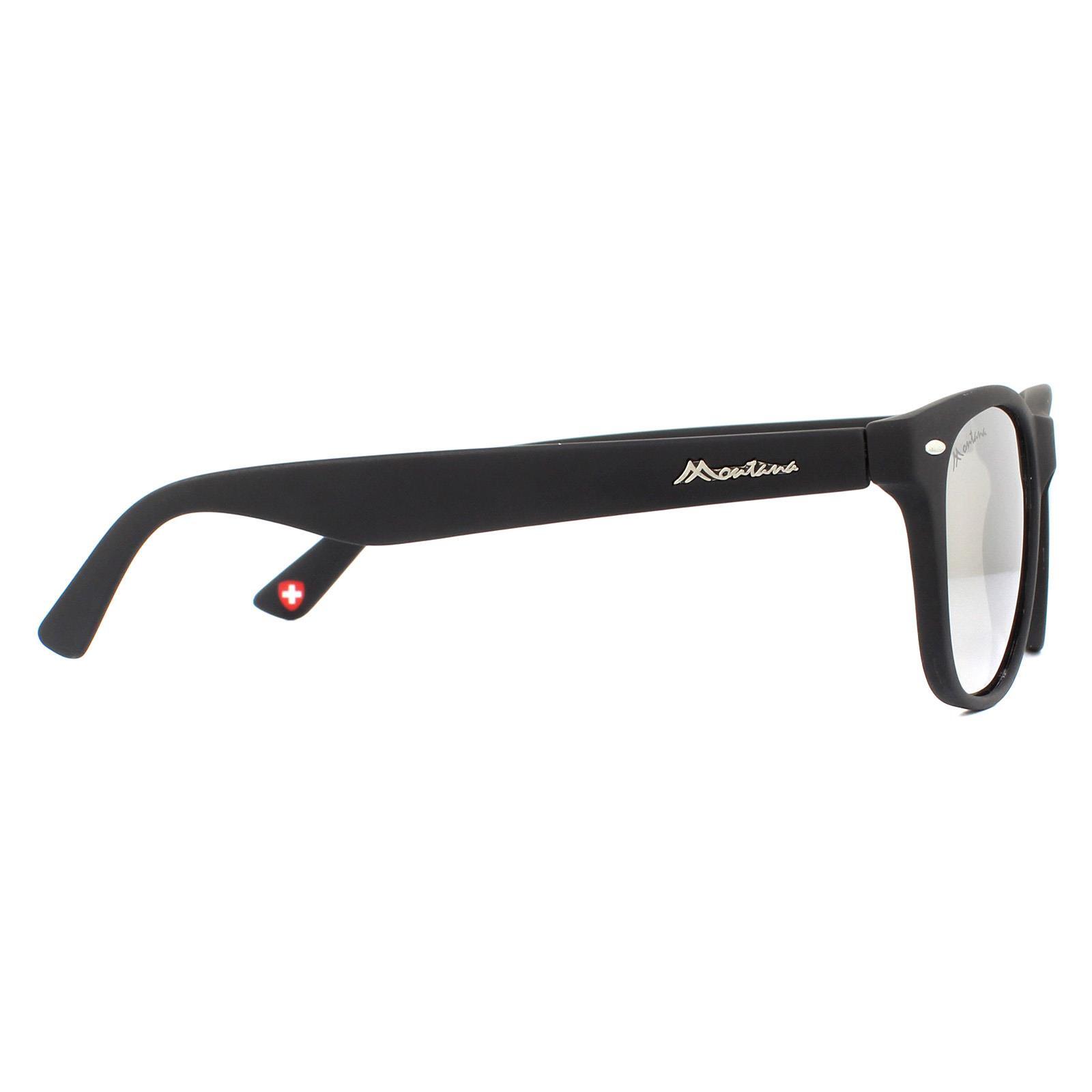 Montana Rectangle Unisex Matte Black Rubbertouch Revo Silver Mirror Sunglasses 4/4