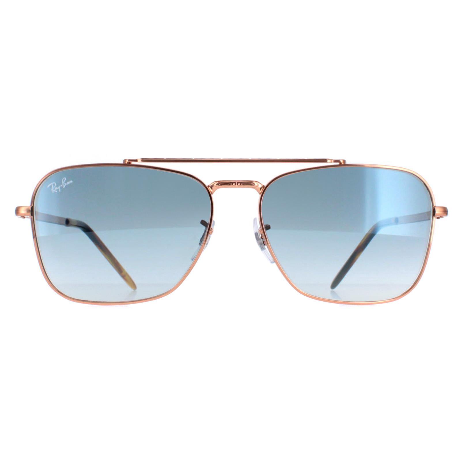 Ray-Ban Square Unisex Rose Gold Blue Gradient RB3636 New Caravan 1/4