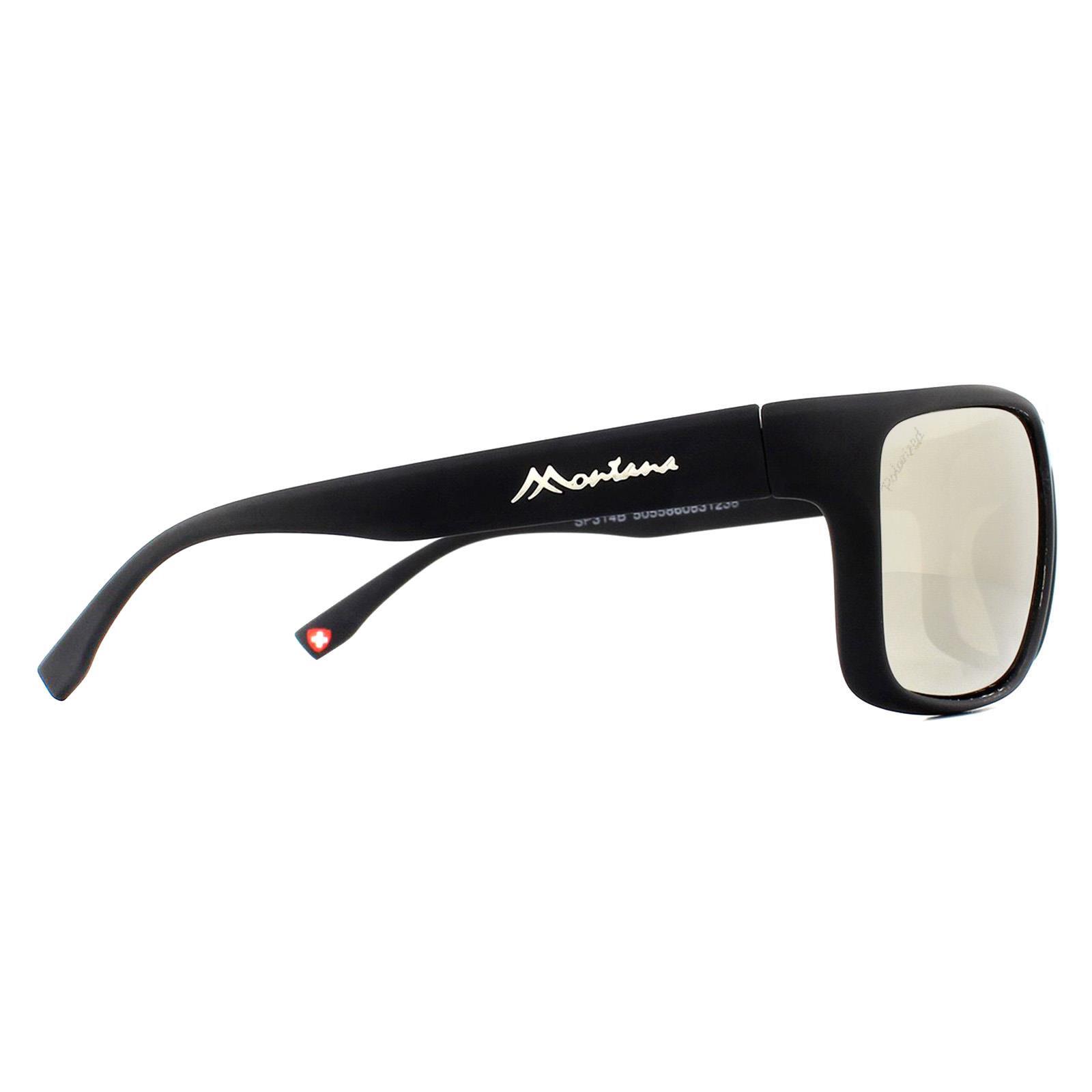 Montana Wrap Mens Black Rubber Revo Silver Mirror Polarized Sunglasses 4/4