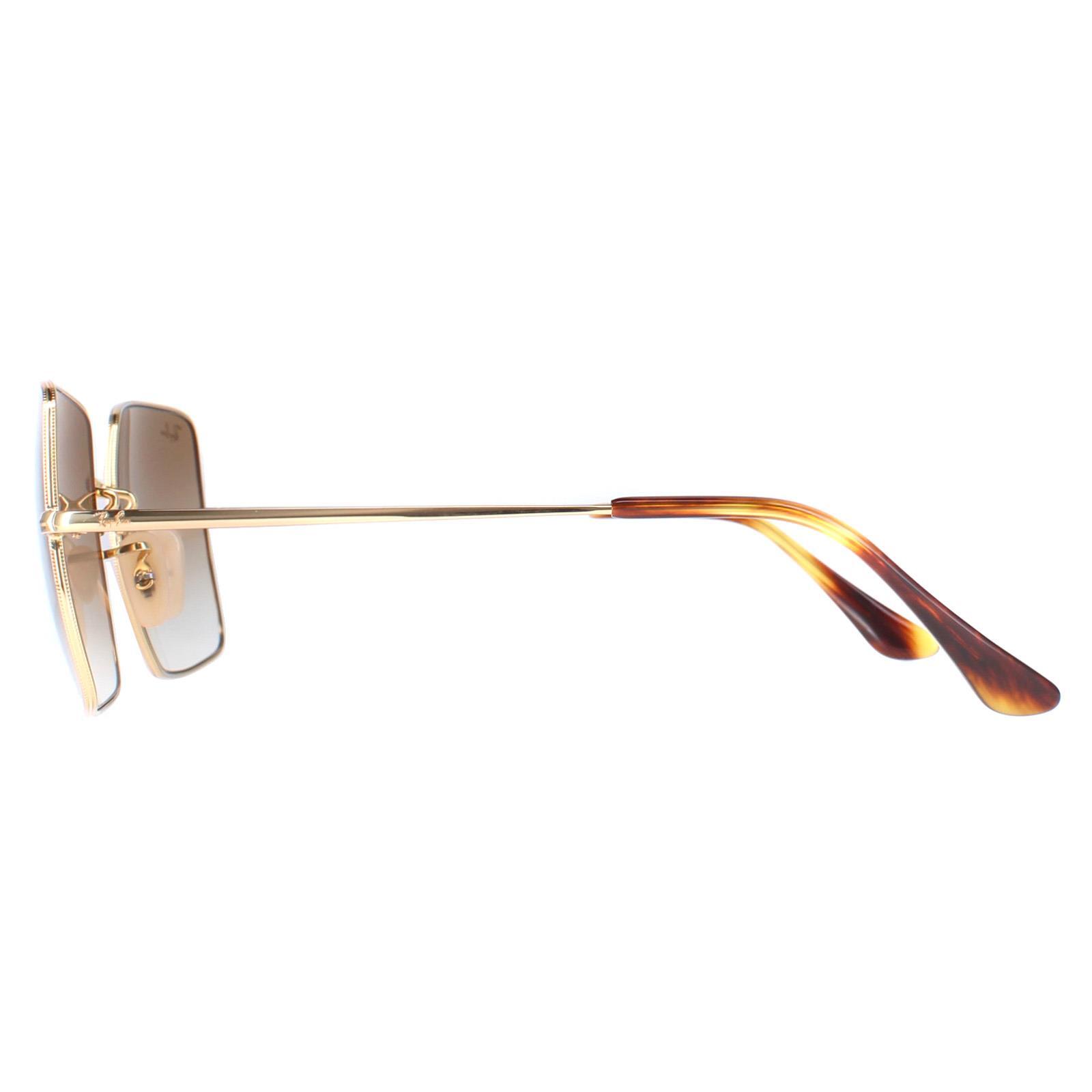 Ray-Ban Square Womens Gold Light Brown Gradient Sunglasses 3/4