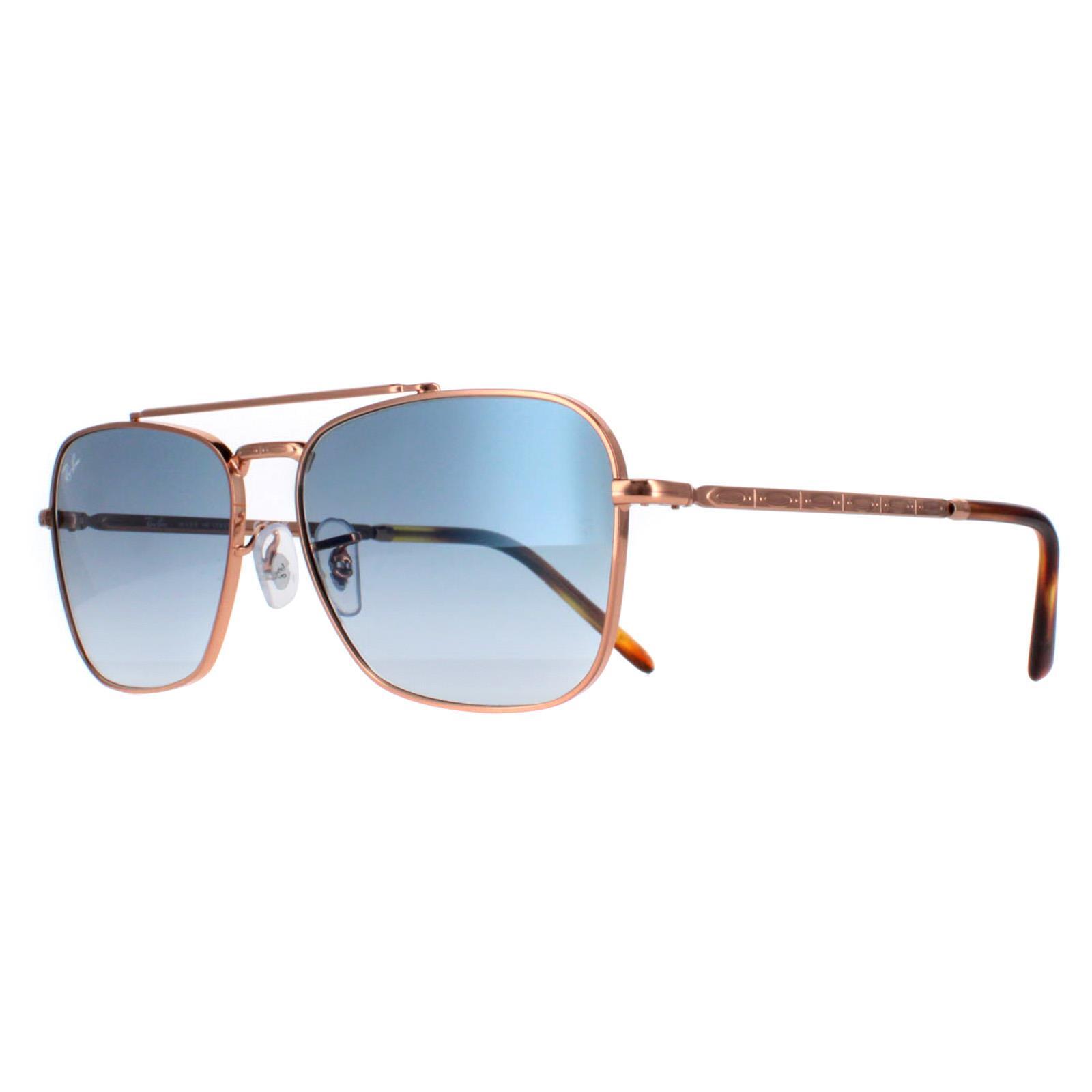 Ray-Ban Square Unisex Rose Gold Blue Gradient RB3636 New Caravan 2/4