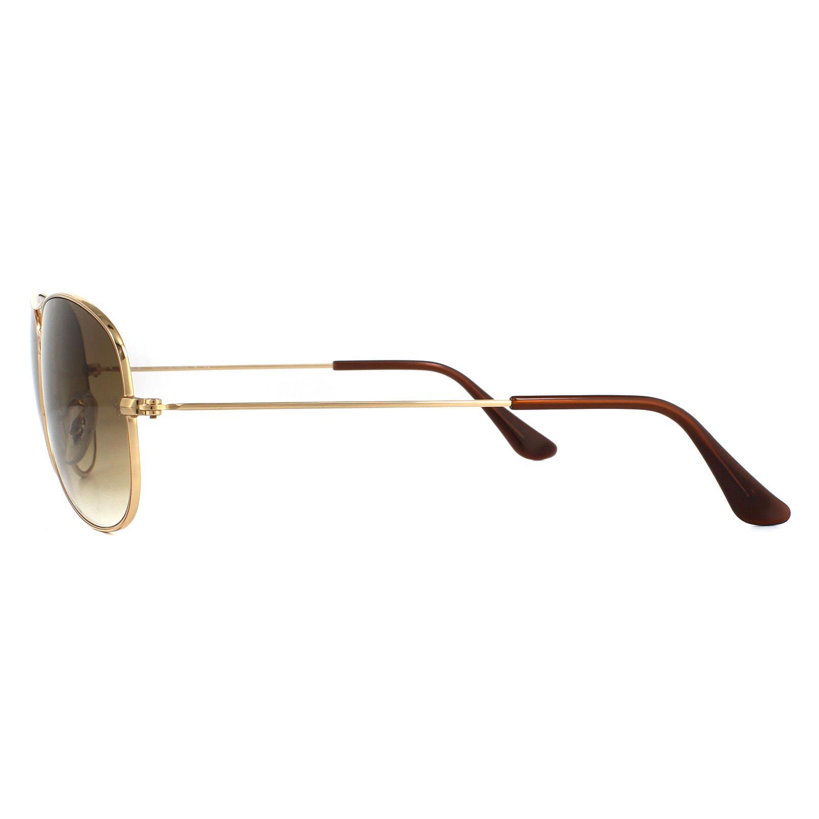 Ray-Ban Aviator Mens Gold Brown Gradient Sunglasses 3/4