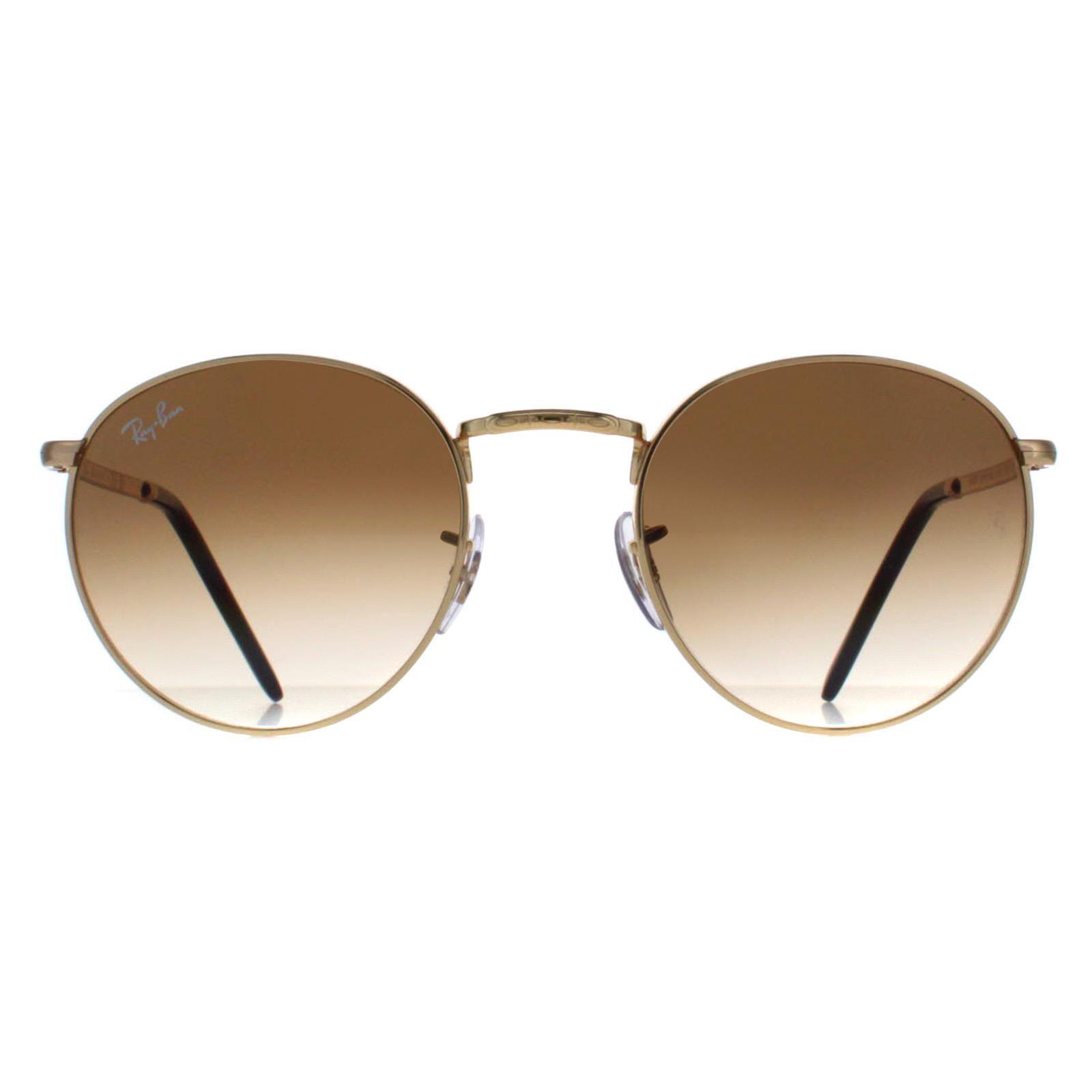 Ray-Ban Round Unisex Gold Brown Gradient RB3637 New Round 1/4
