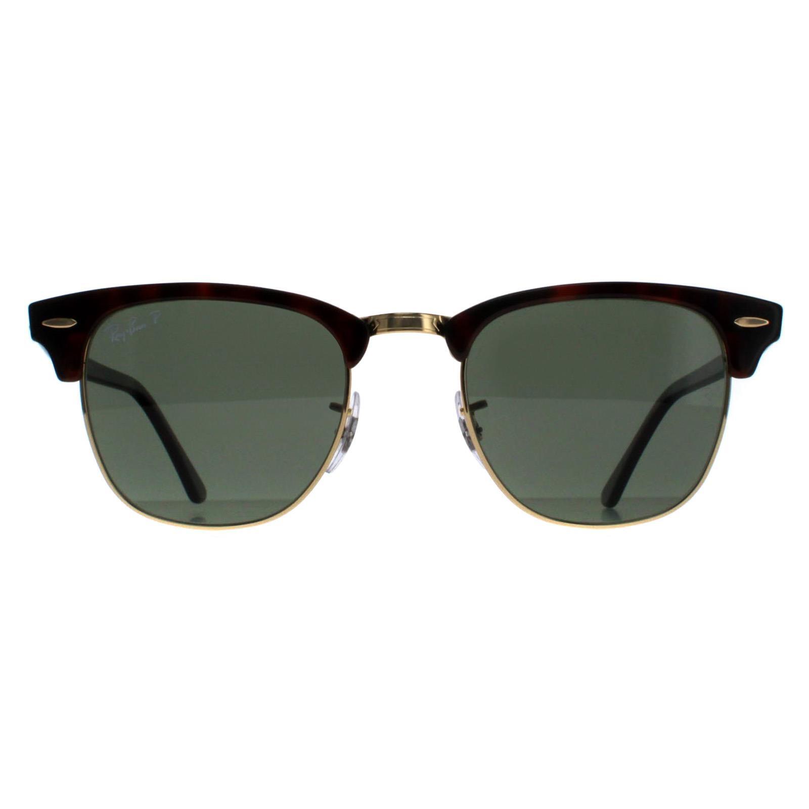 Ray-Ban Round Mens Red Havana Green Polarized Sunglasses 1/4