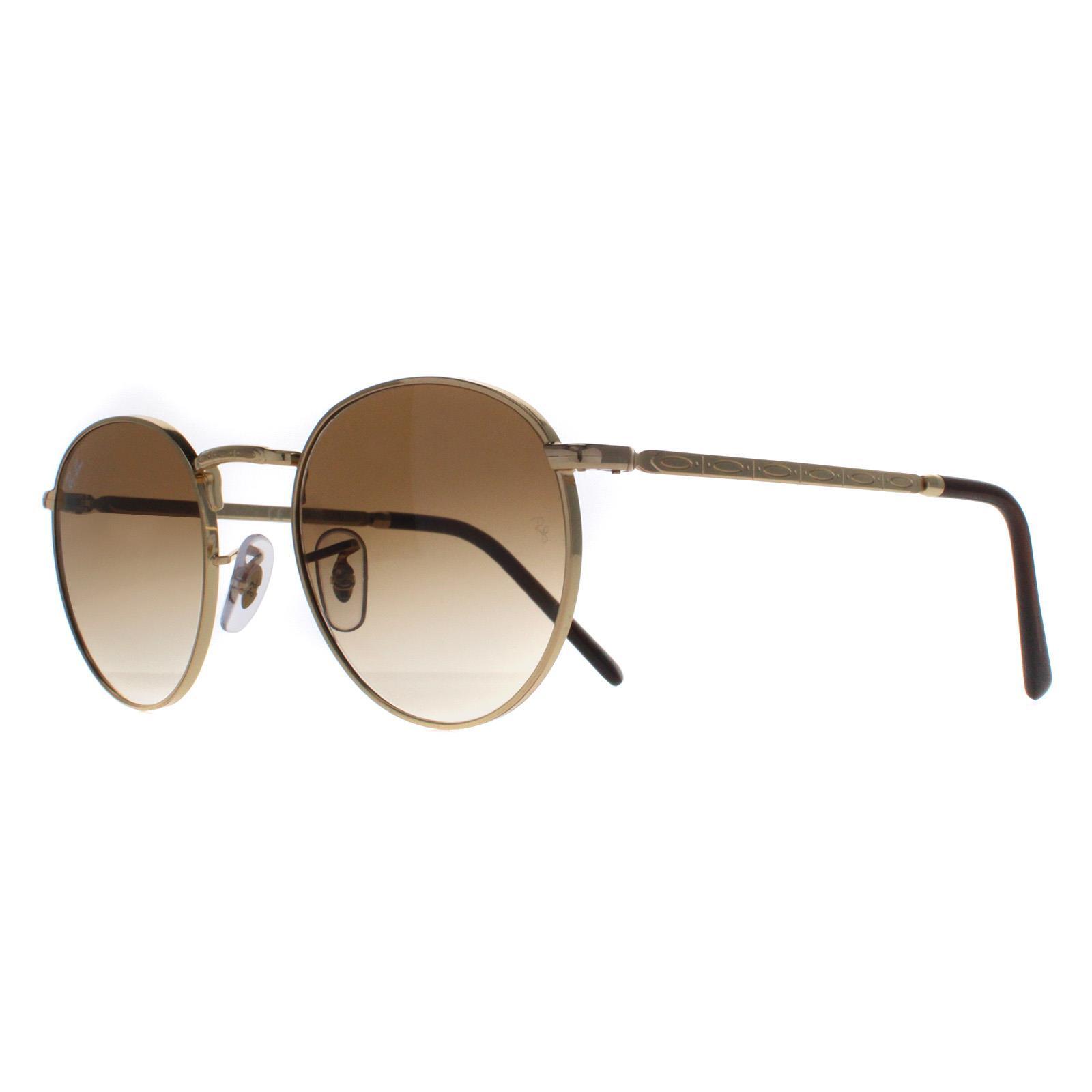 Ray-Ban Round Unisex Gold Brown Gradient RB3637 New Round 2/4