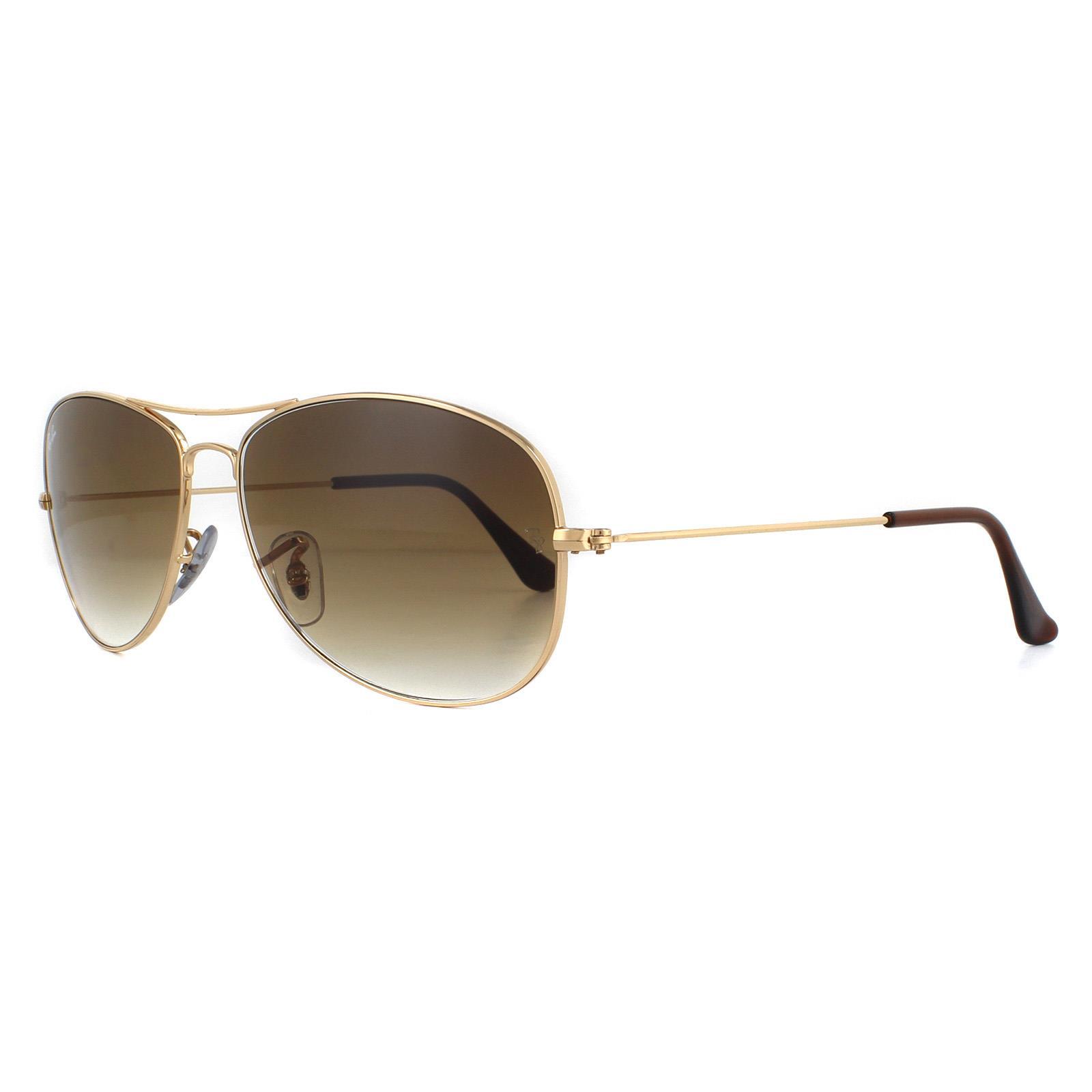 Ray-Ban Aviator Mens Gold Brown Gradient Sunglasses 2/4