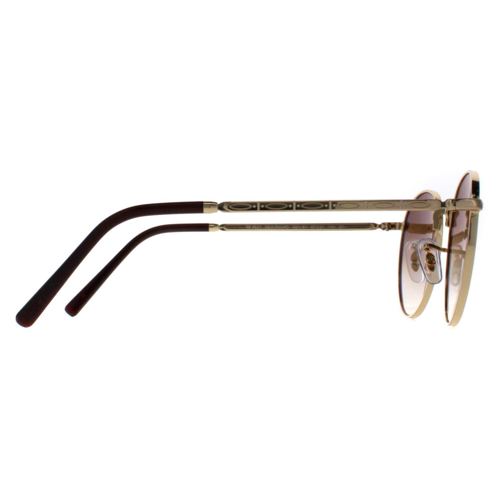 Ray-Ban Round Unisex Gold Brown Gradient RB3637 New Round 4/4