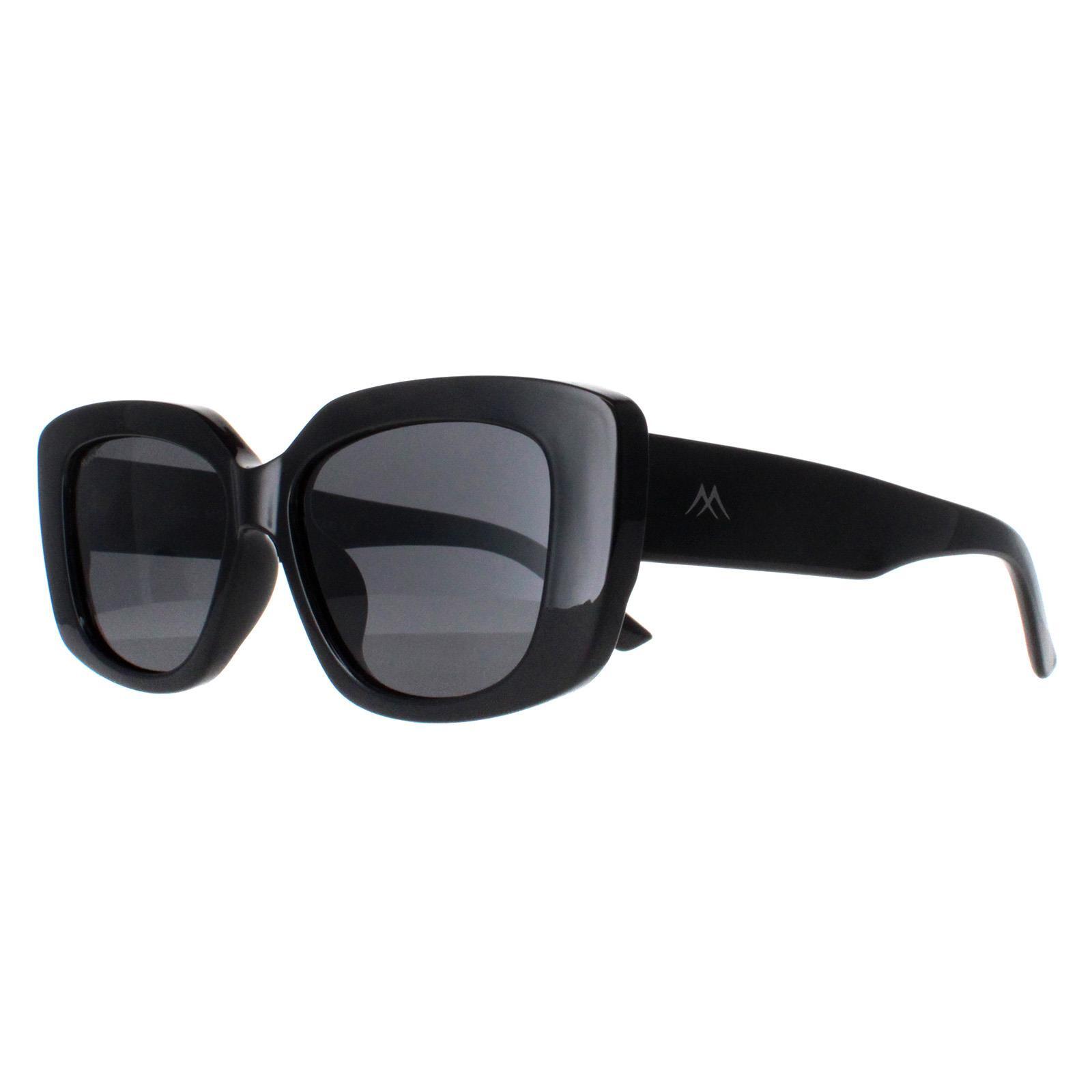 Montana Rectangle Womens Shiny Black Smoke Polarized MP56 2/4
