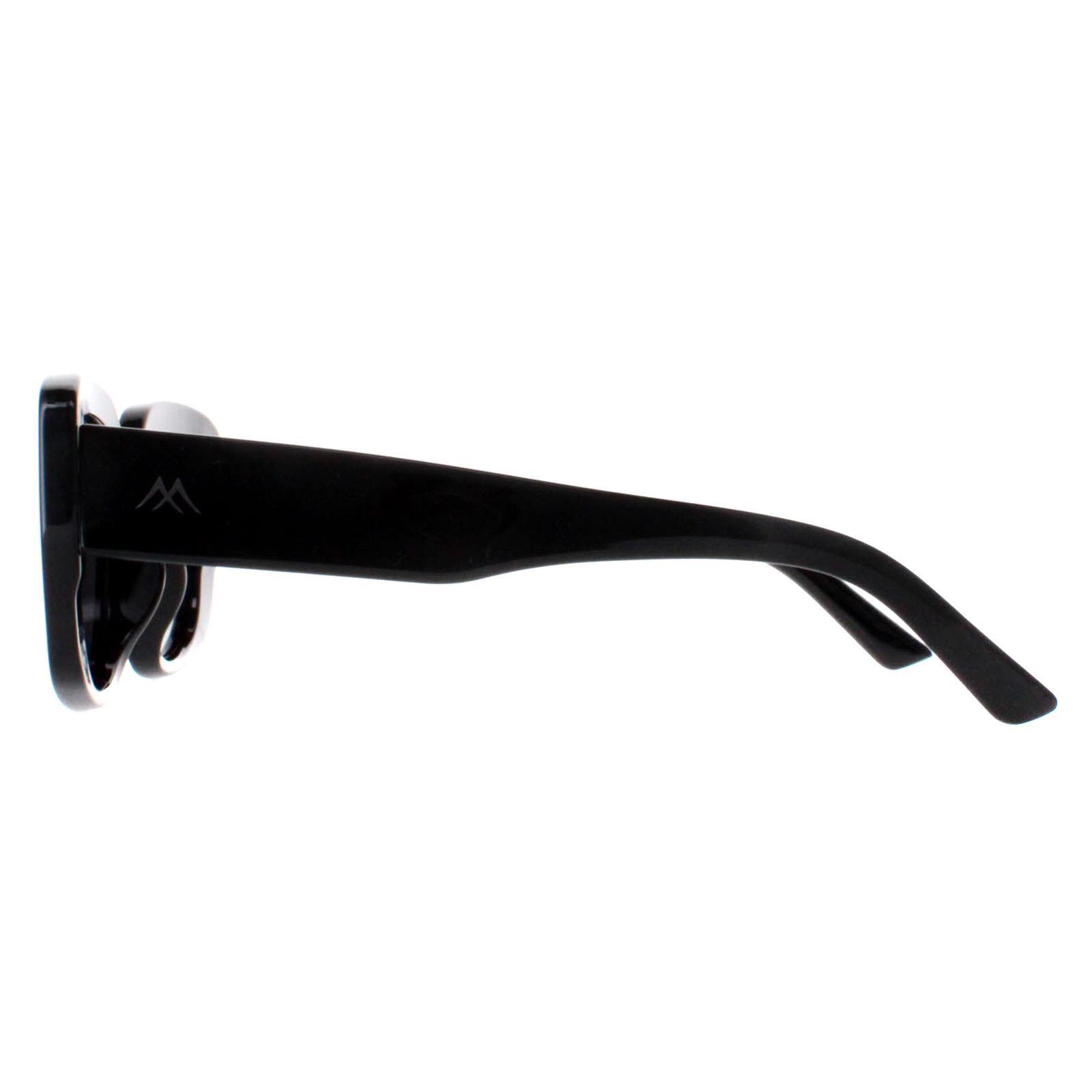 Montana Rectangle Womens Shiny Black Smoke Polarized MP56 3/4