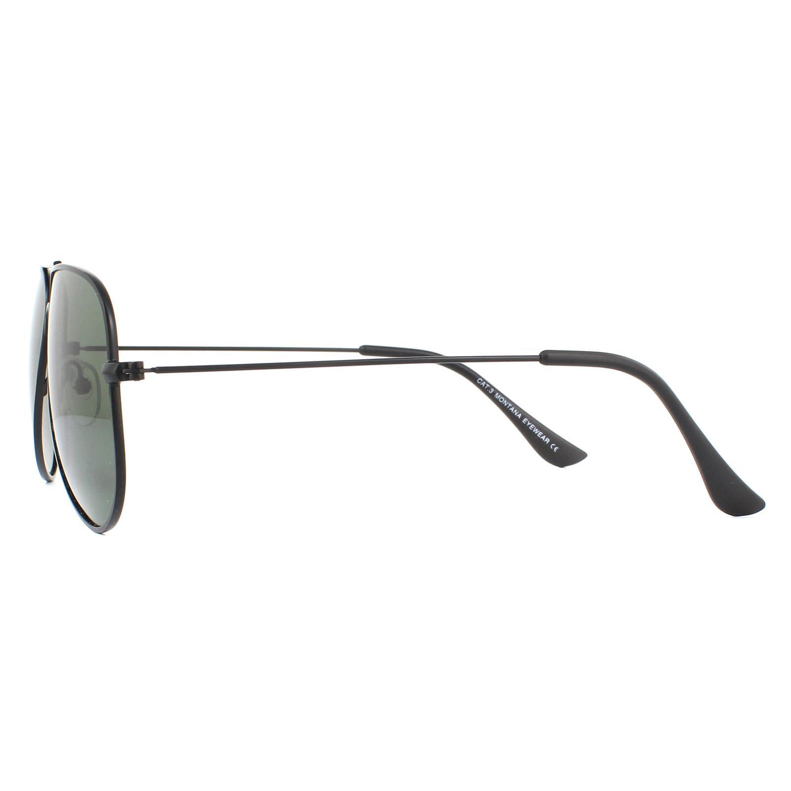 Montana Aviator Unisex Matte Black G-15 Green Polarized Sunglasses 3/4