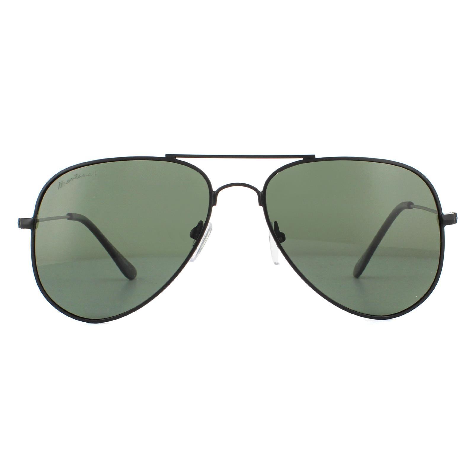 Montana Aviator Unisex Matte Black G-15 Green Polarized Sunglasses 1/4