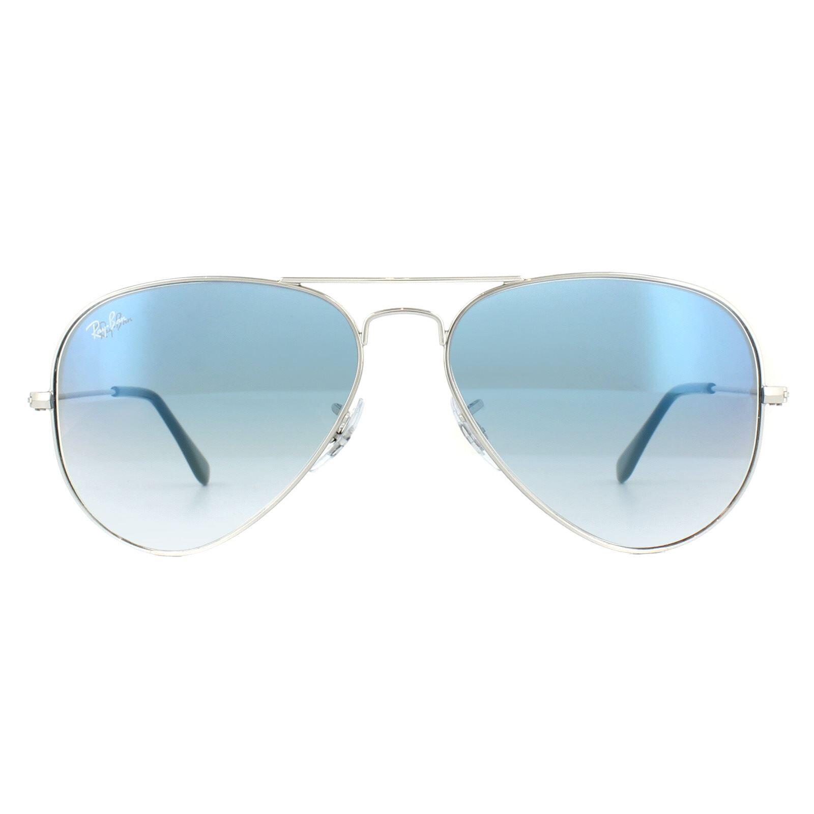 Ray-Ban Aviator Unisex Silver Light Blue Gradient Sunglasses RAY