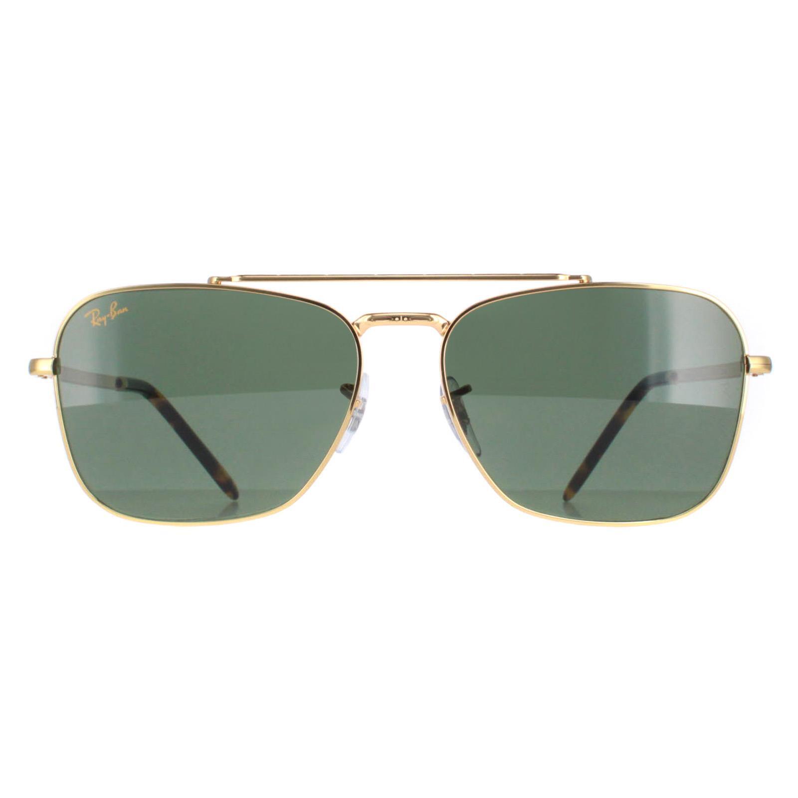 Ray-Ban Square Unisex Gold Green RB3636 New Caravan 1/4