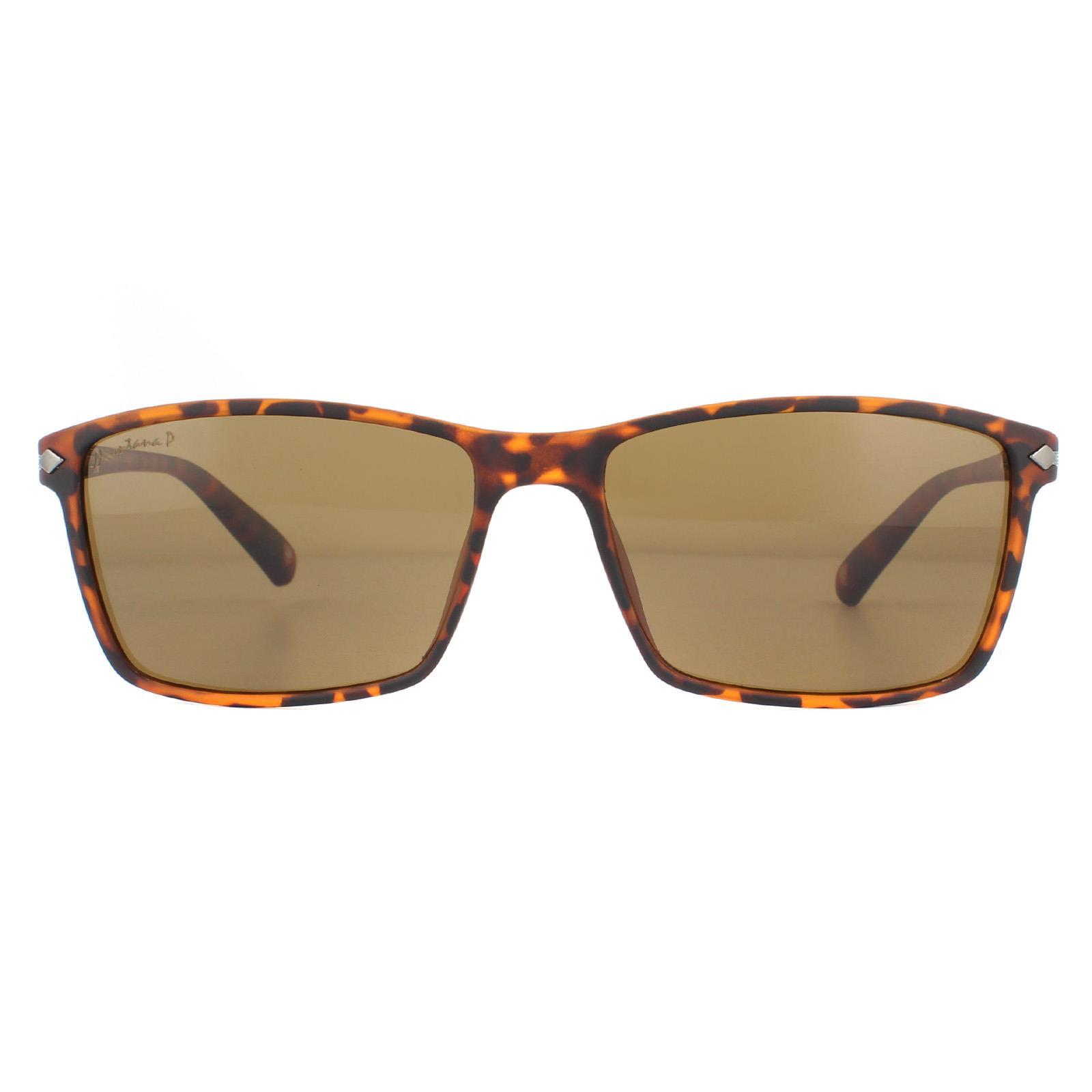 Montana Rectangle Unisex Brown Turtle Rubbertouch Brown Polarized Sunglasses 1/4