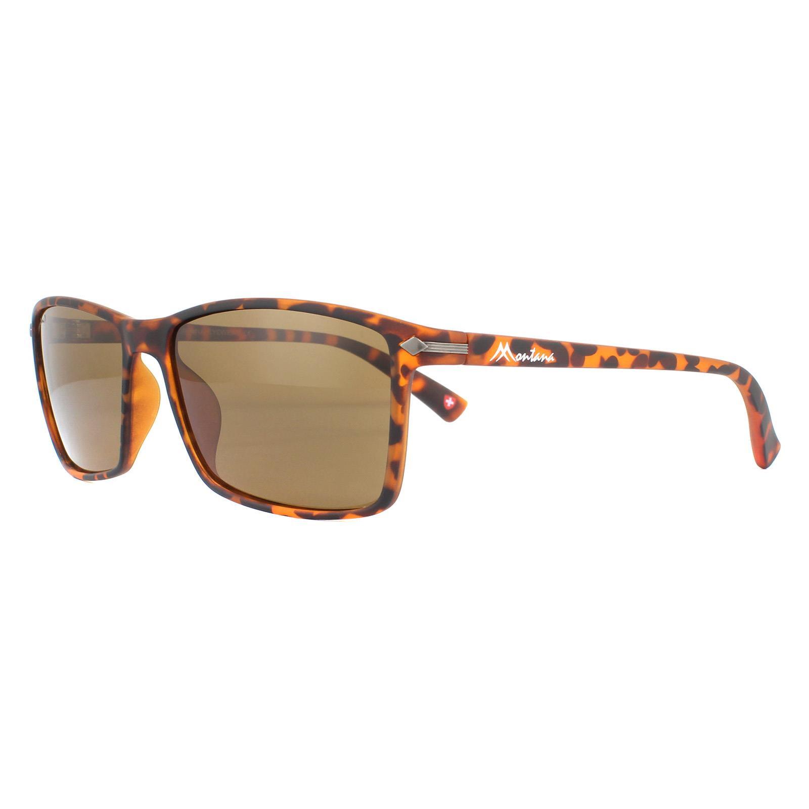 Montana Rectangle Unisex Brown Turtle Rubbertouch Brown Polarized Sunglasses 2/4