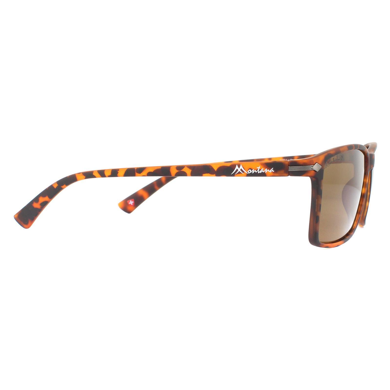 Montana Rectangle Unisex Brown Turtle Rubbertouch Brown Polarized Sunglasses 4/4