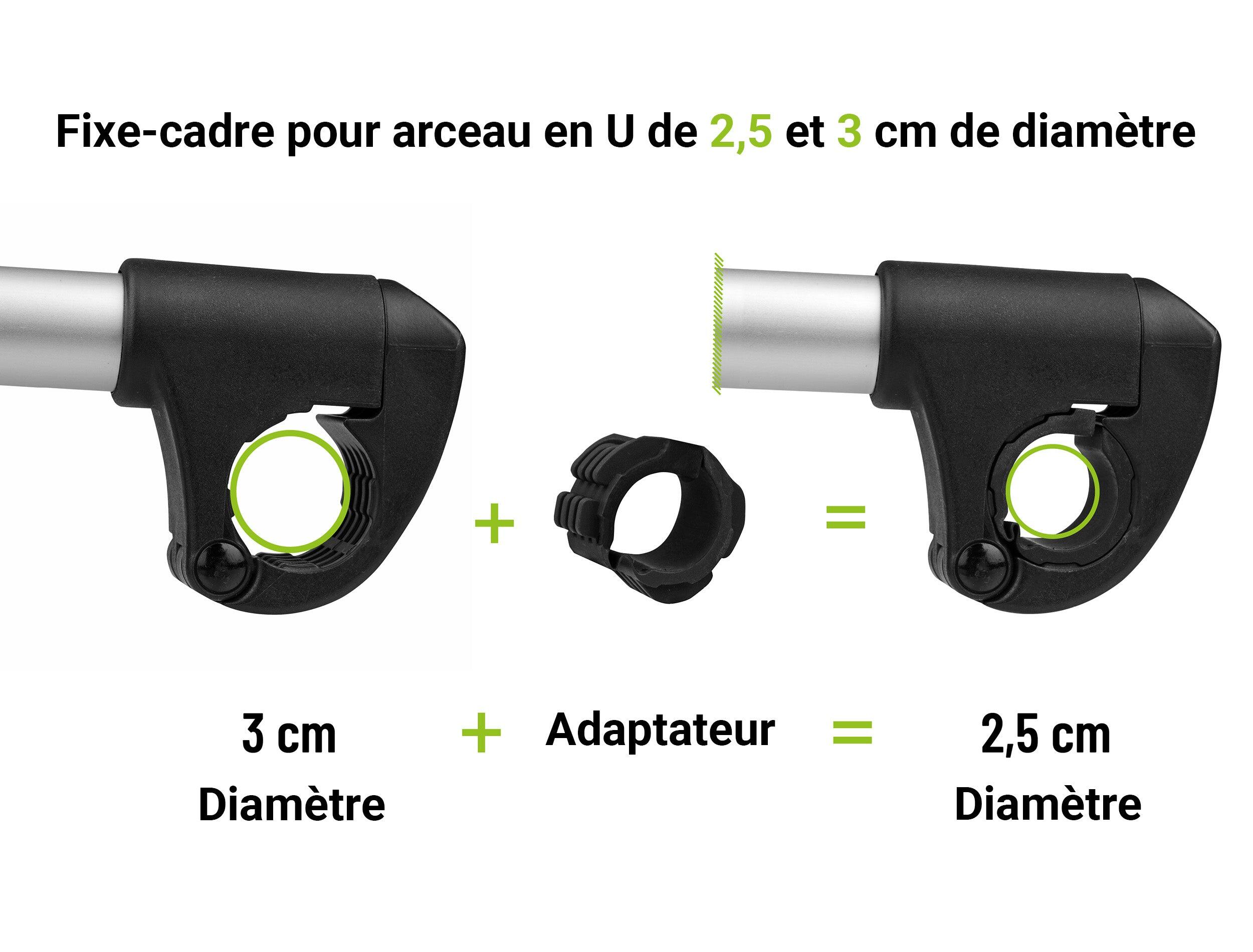 PORTE-VÉLO EUFAB : FIXE-CADRE LONG AMOVIBLE Ø 25 + 30 MM ANTIVOL AVEC COLLIER DE 4/5