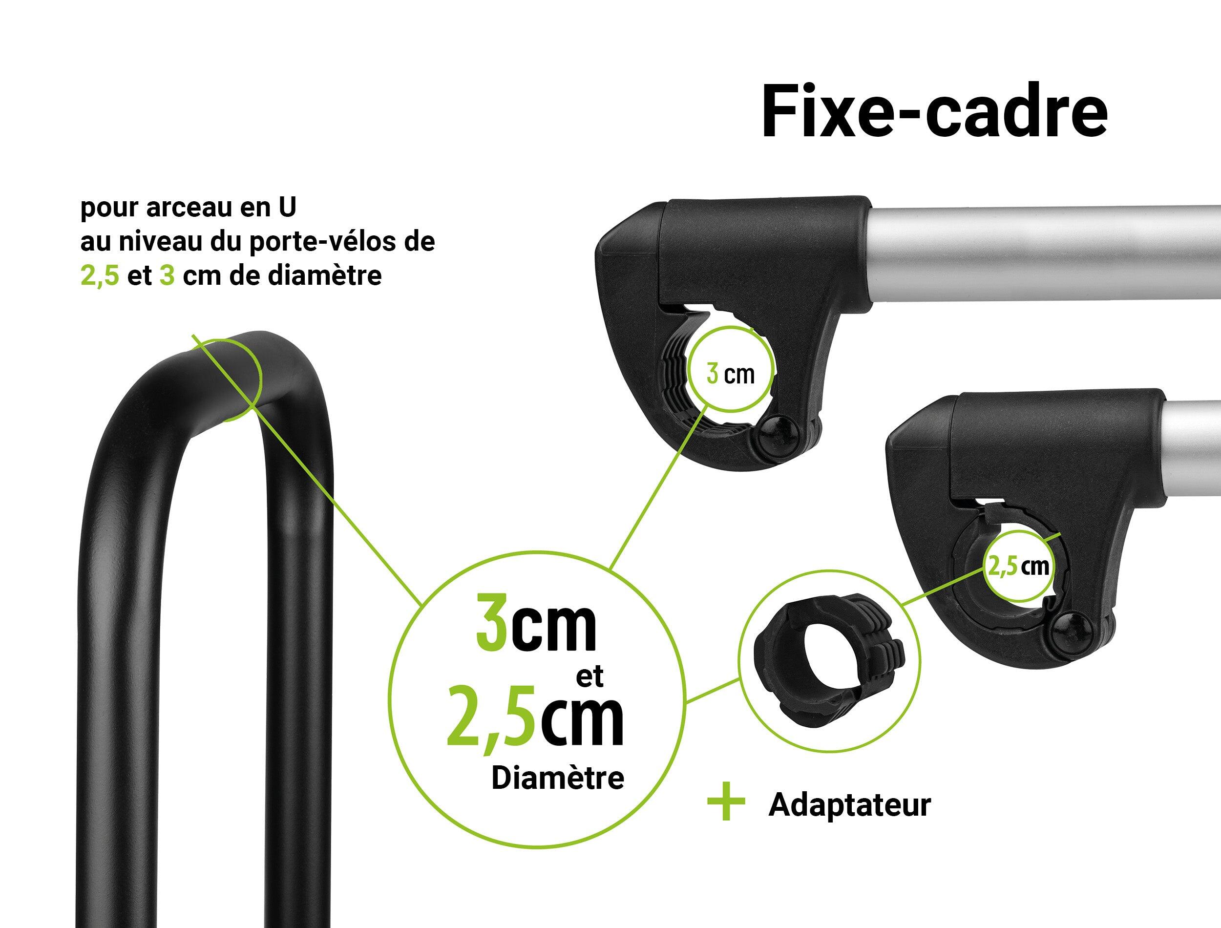 PORTE-VÉLO EUFAB : FIXE-CADRE LONG AMOVIBLE Ø 25 + 30 MM ANTIVOL AVEC COLLIER DE 5/5