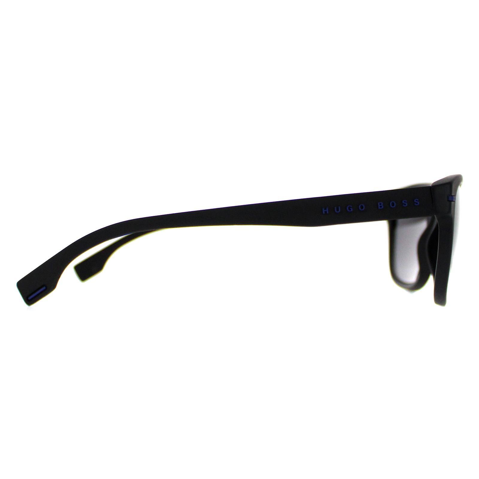 Hugo Boss Rectangle Mens Matte Black Blue Grey Polarized BOSS 1322/S 4/4