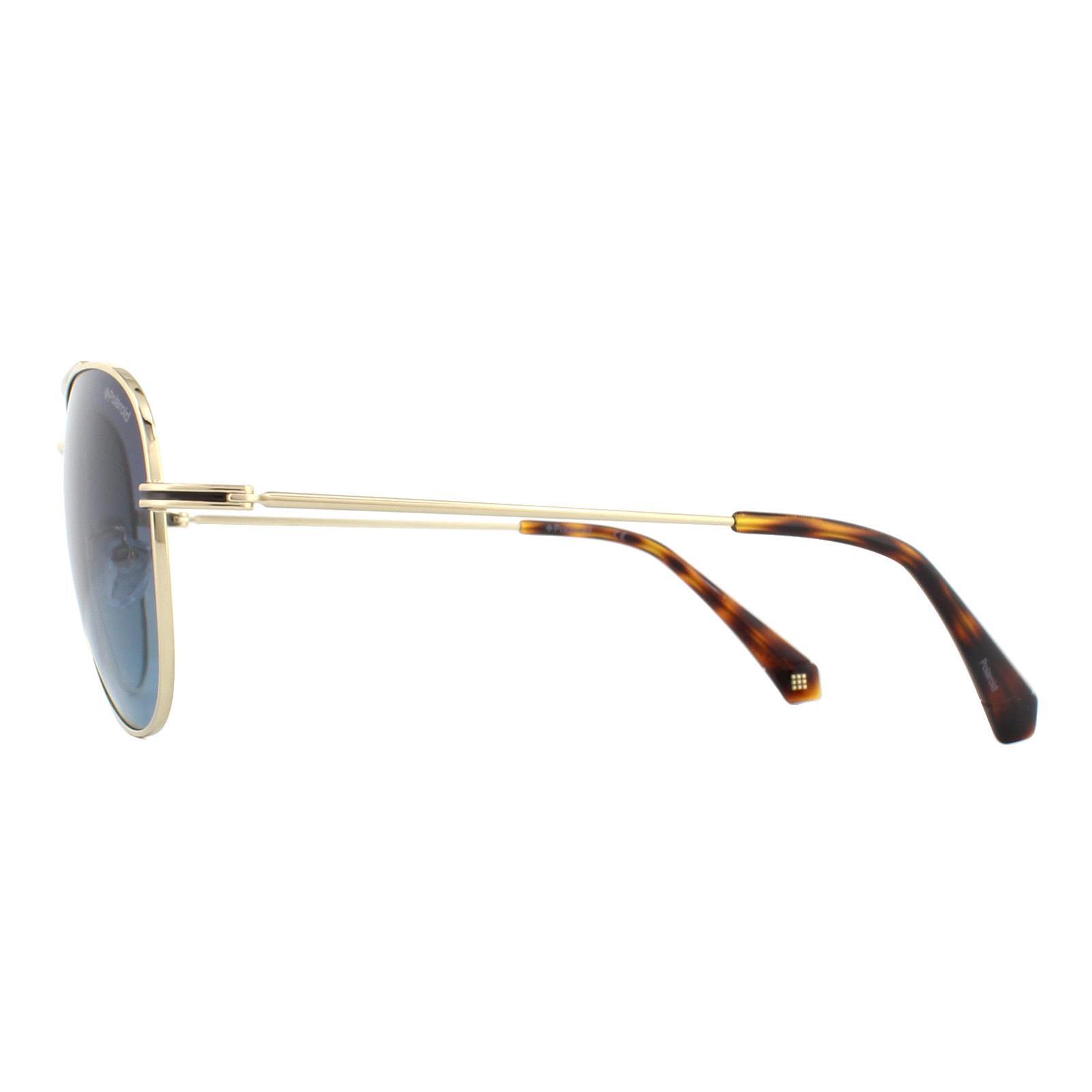 Polaroid Aviator Mens Gold Grey Gradient Polarized Sunglasses 3/4