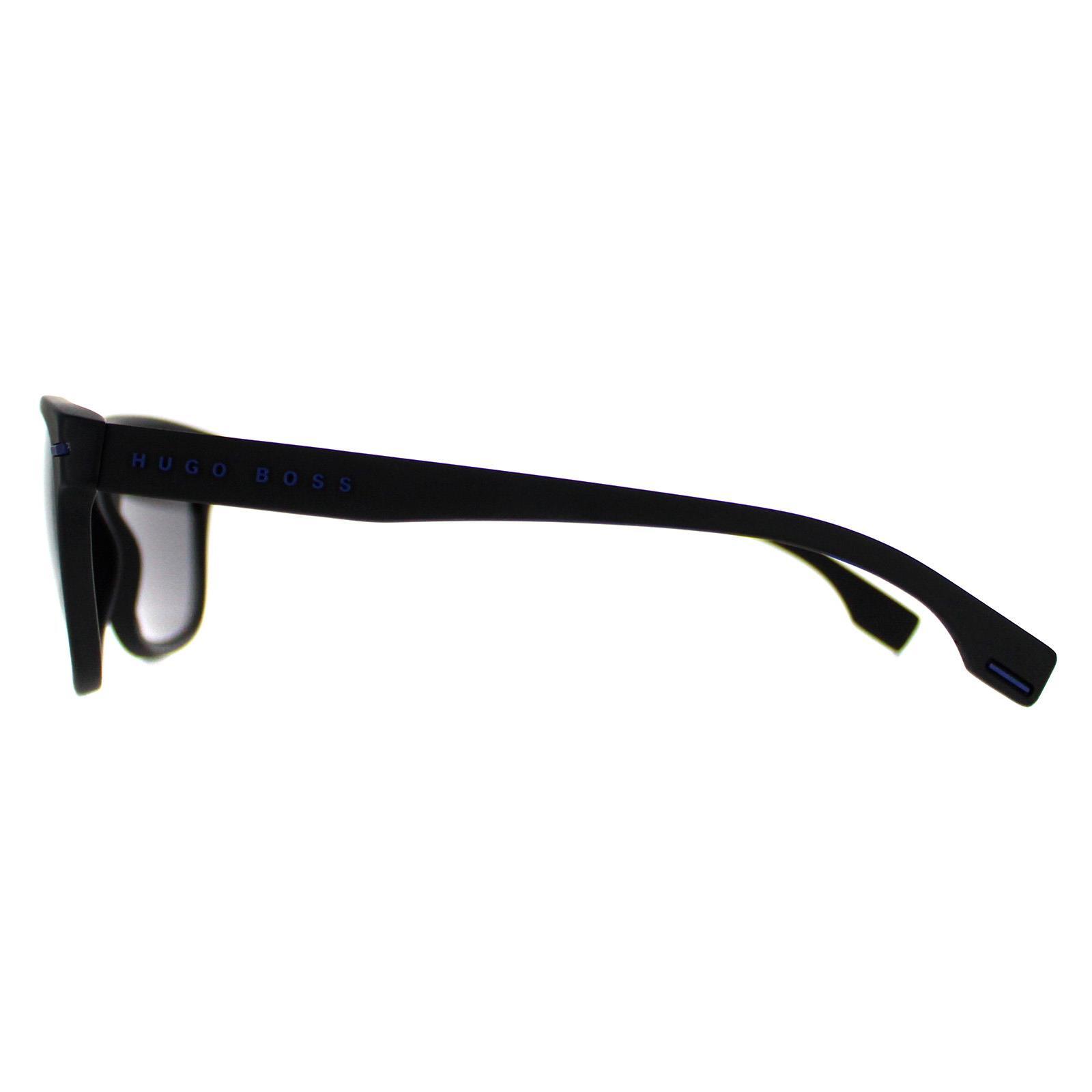 Hugo Boss Rectangle Mens Matte Black Blue Grey Polarized BOSS 1322/S 3/4