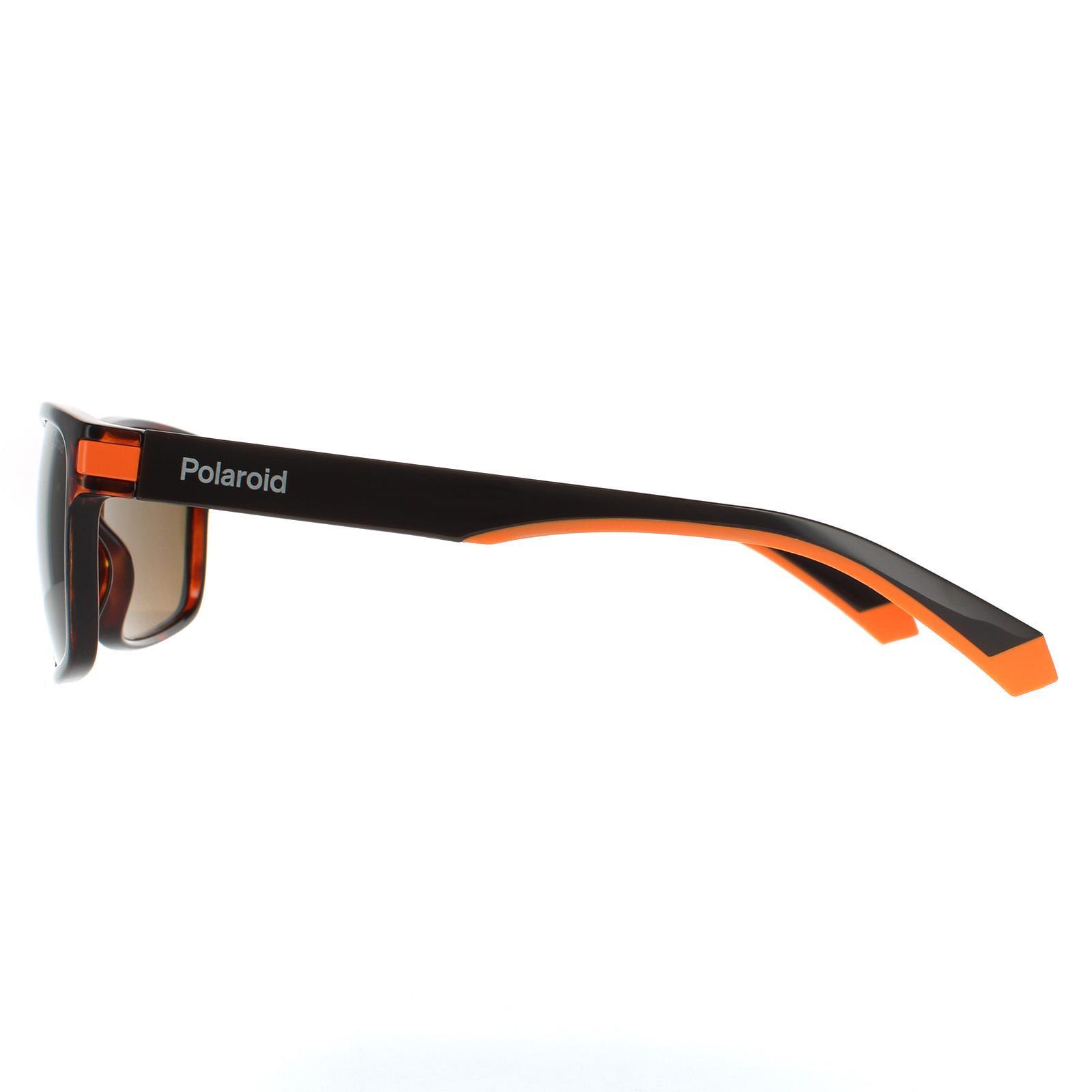 Polaroid Rectangle Mens Havana Orange Bronze Polarized Sunglasses 3/4