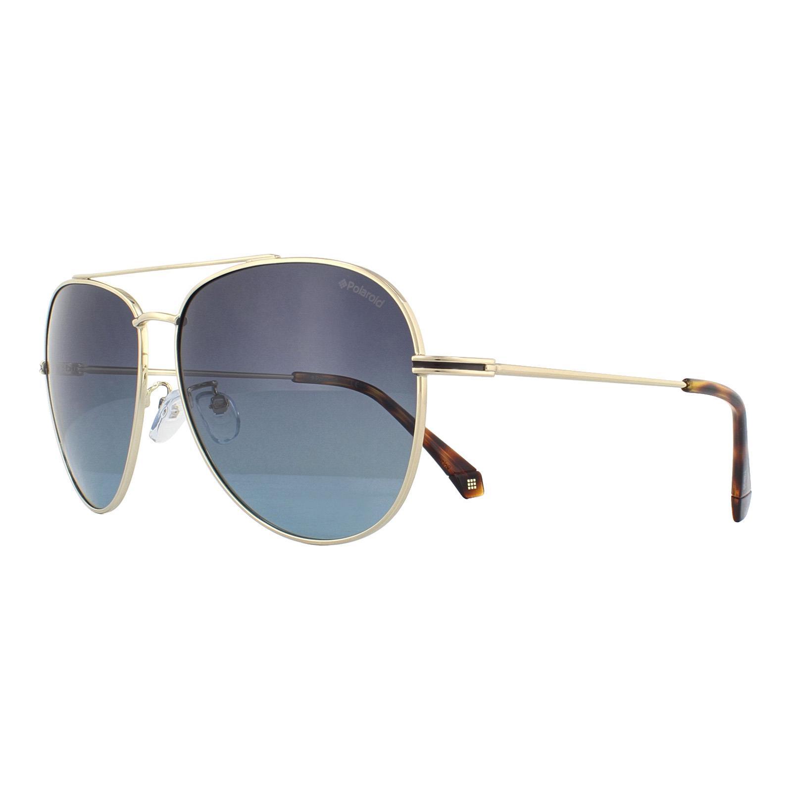 Polaroid Aviator Mens Gold Grey Gradient Polarized Sunglasses 2/4