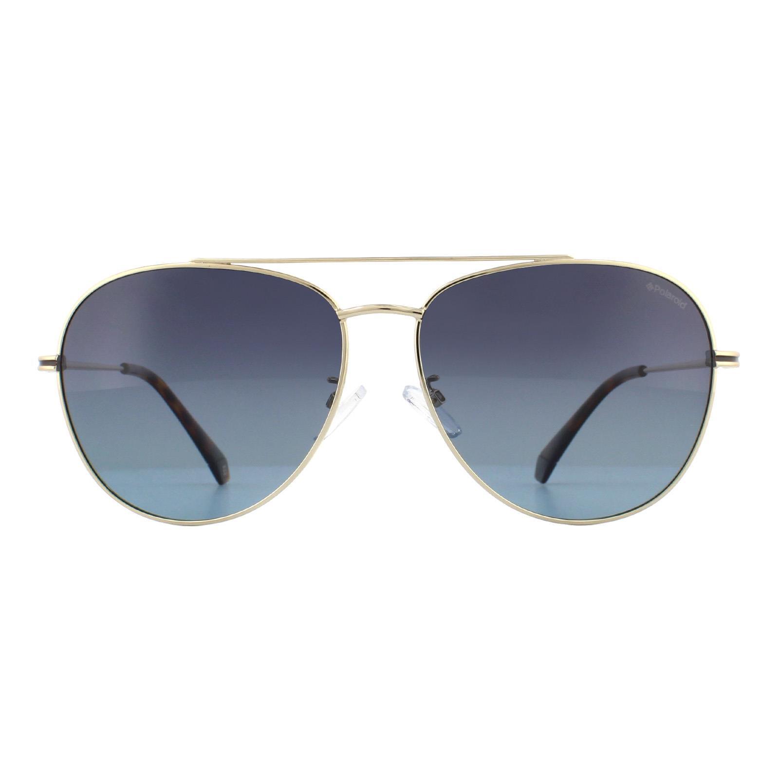 POLAROID Polaroid Aviator Mens Gold Grey Gradient Polarized Sunglasses