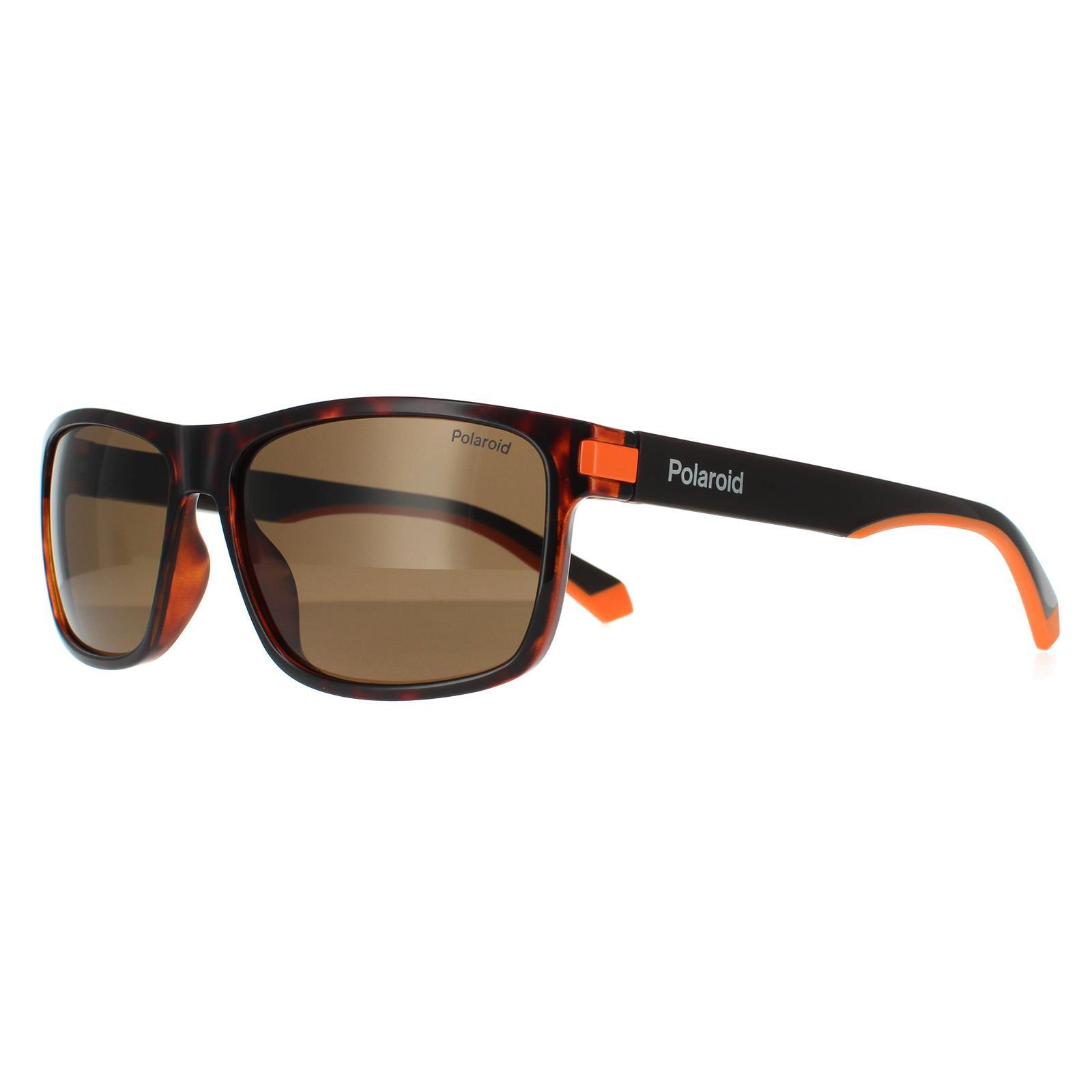 Polaroid Rectangle Mens Havana Orange Bronze Polarized Sunglasses 2/4