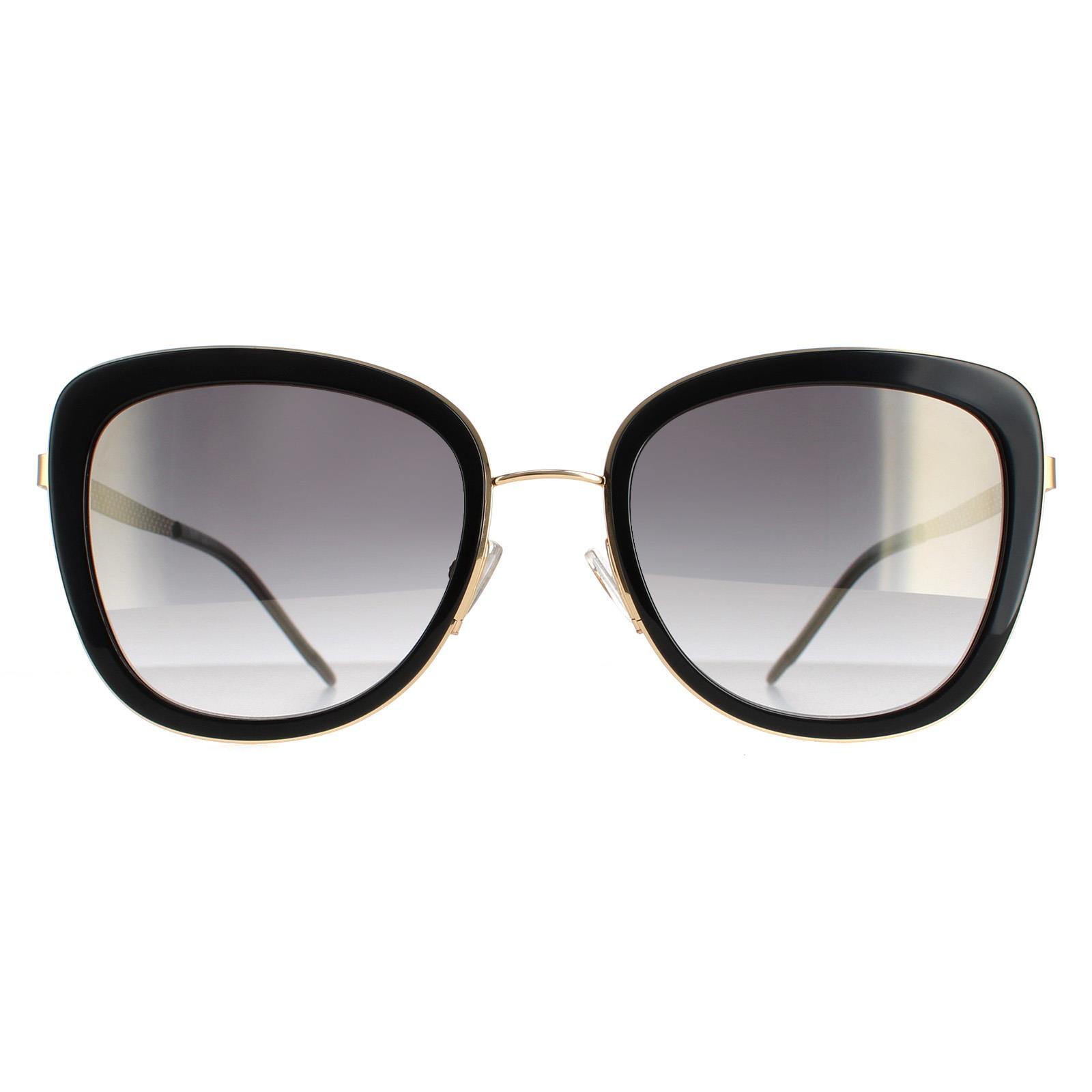 HUGO BOSS Hugo Boss Butterfly Womens Gold Black Grey Gradient Gold Mirror Sunglasses