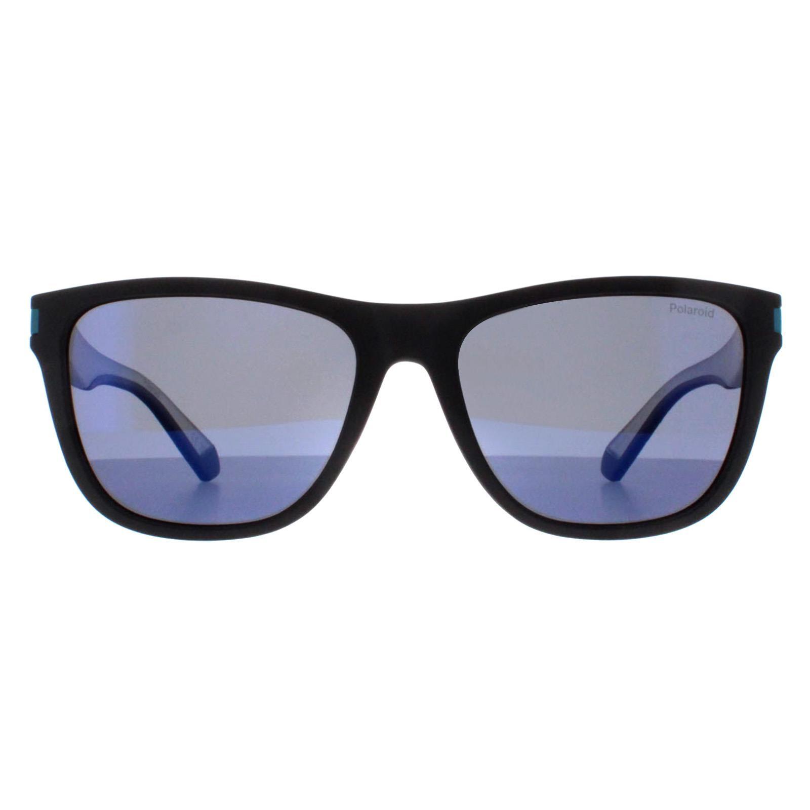 POLAROID Polaroid Square Unisex Matte Black Blue Blue Mirror Polarized PLD 2138/S