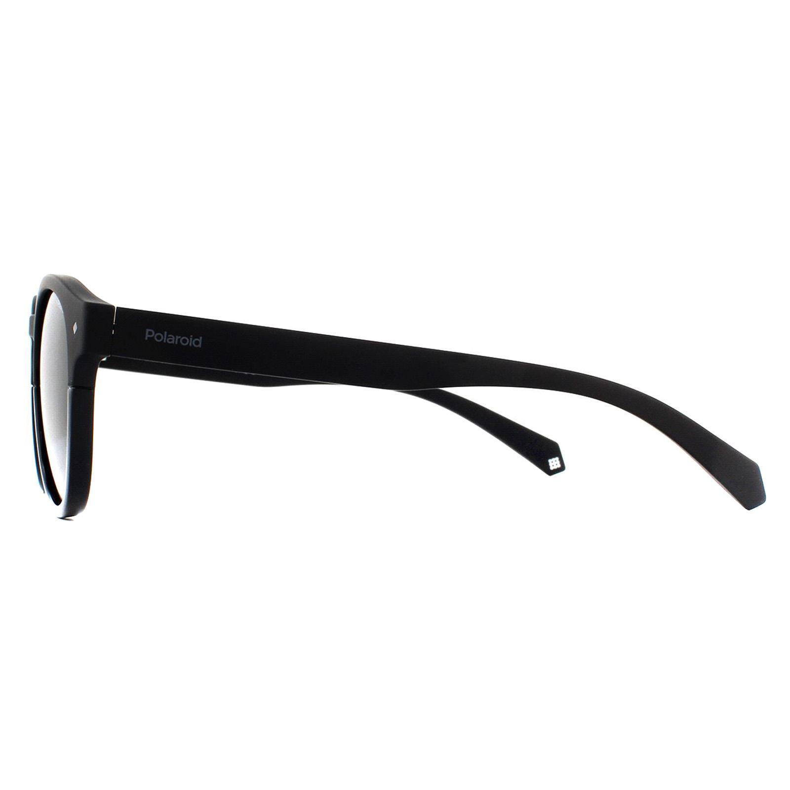 Polaroid Round Mens Black Grey Polarized Sunglasses 3/4