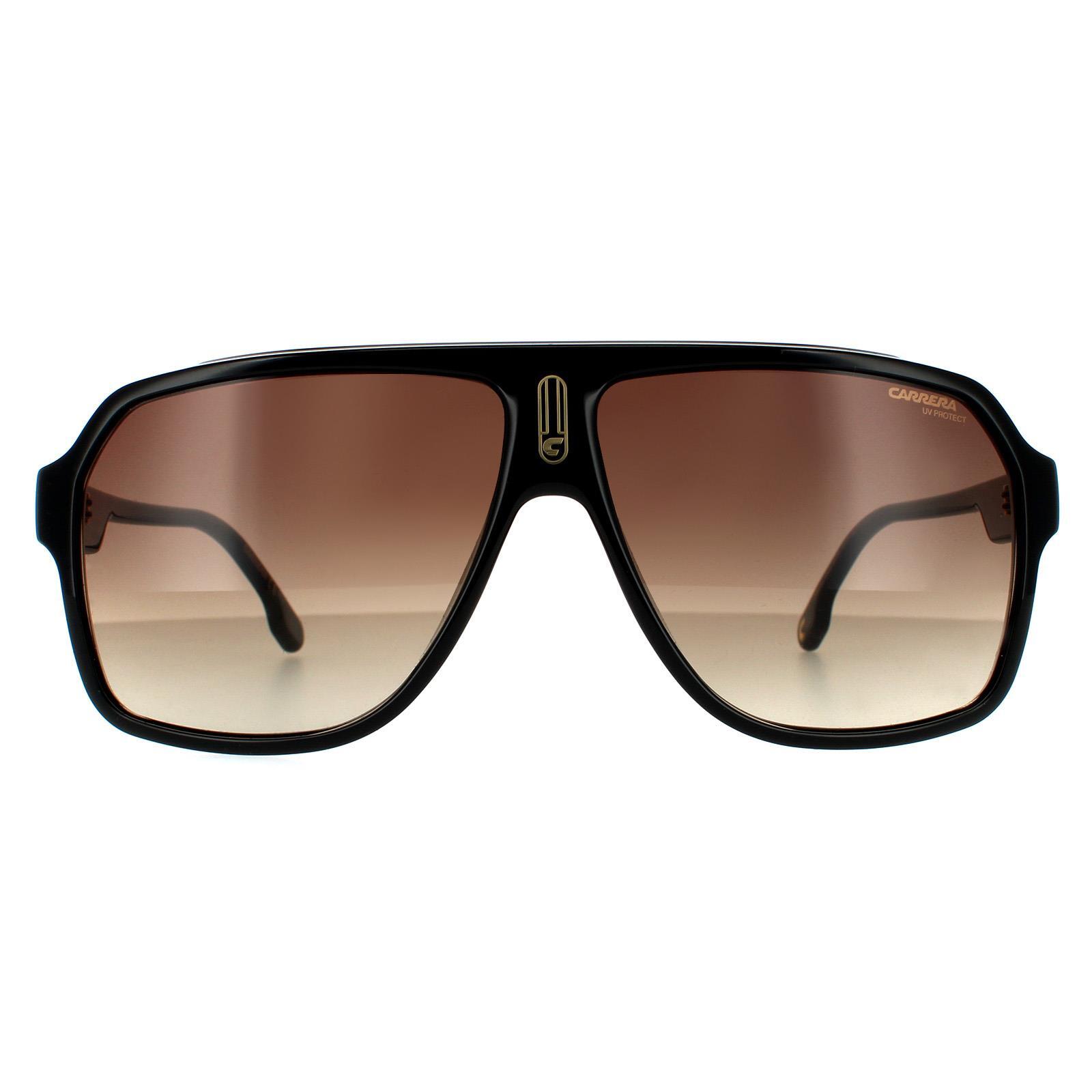 Carrera Aviator Mens Black Brown Gradient Sunglasses 1/4
