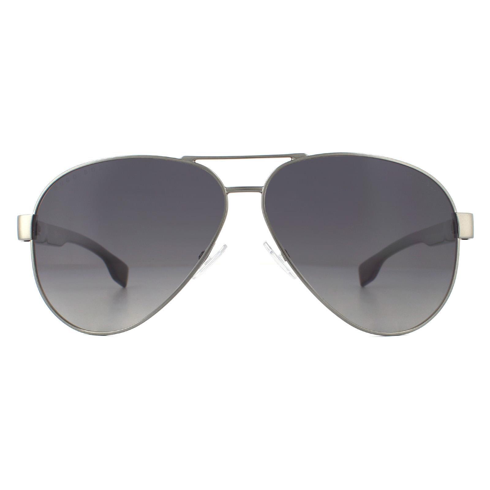 HUGO BOSS Hugo Boss Rectangle Mens Matte Dark Ruthenium Grey Gradient Polarized Sunglasses
