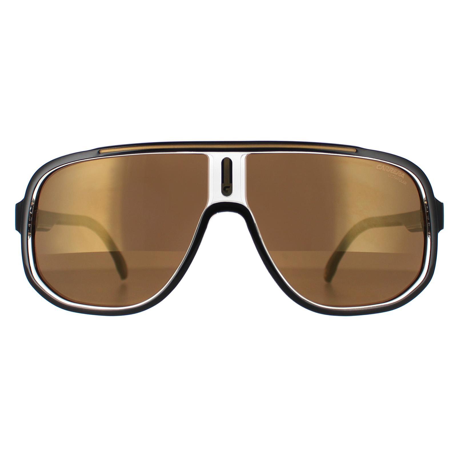 Carrera Rectangle Mens Black Gold Gold High Contrast Polarized Antireflex 1058/S 1/4