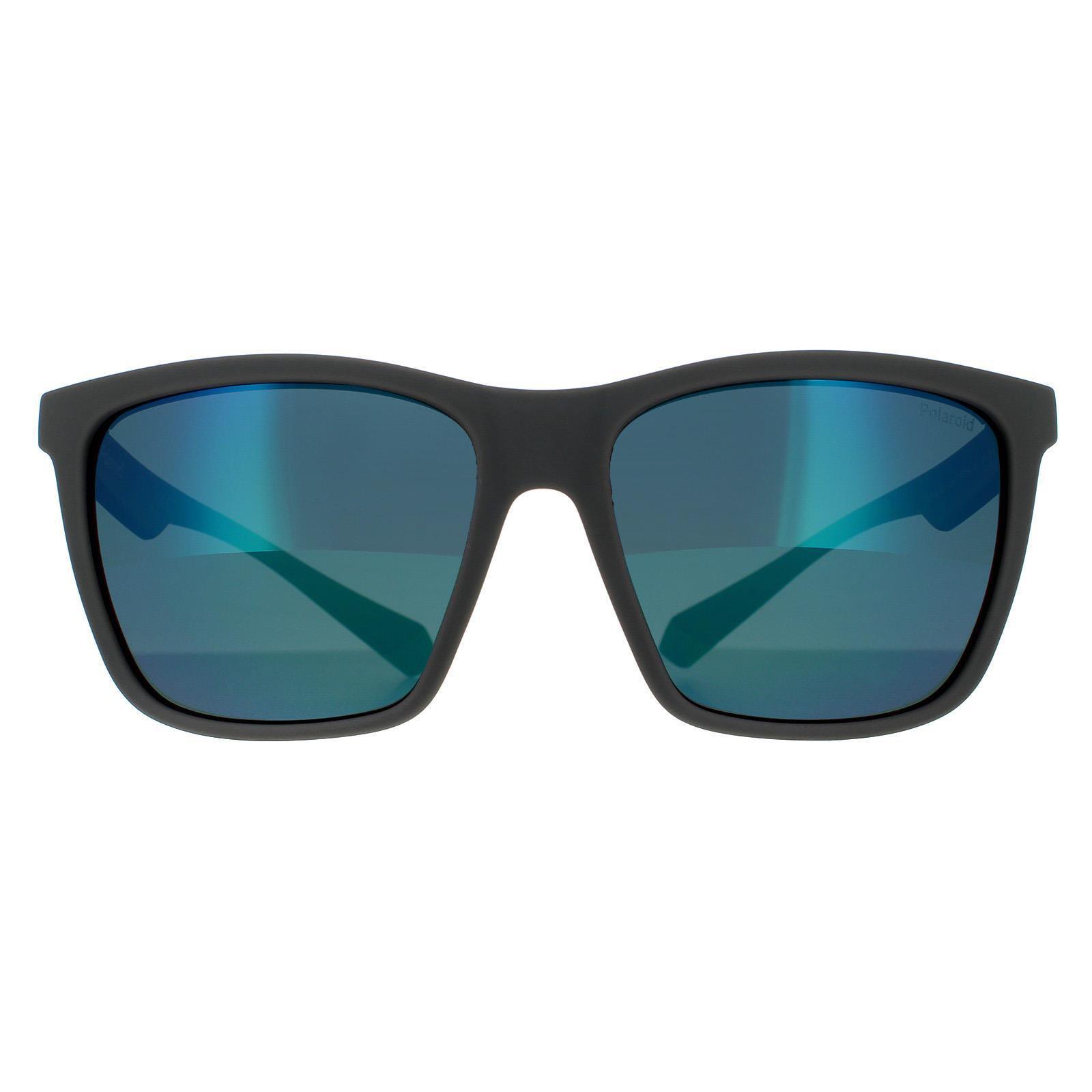 POLAROID Polaroid Rectangle Mens Grey Green Grey Green Mirror Polarized Sunglasses