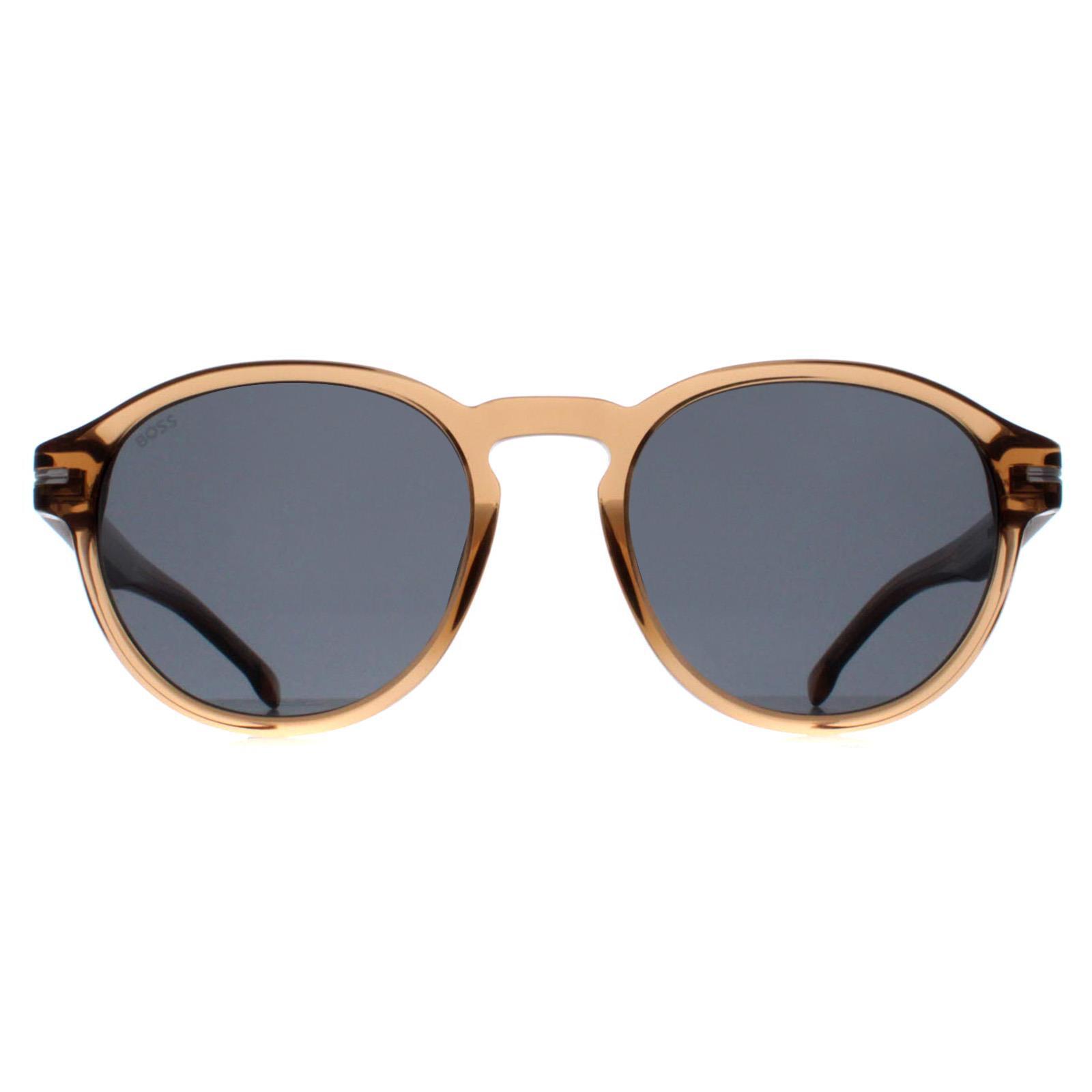HUGO BOSS Hugo Boss Round Mens Transparent Brown Grey BOSS 1506/S