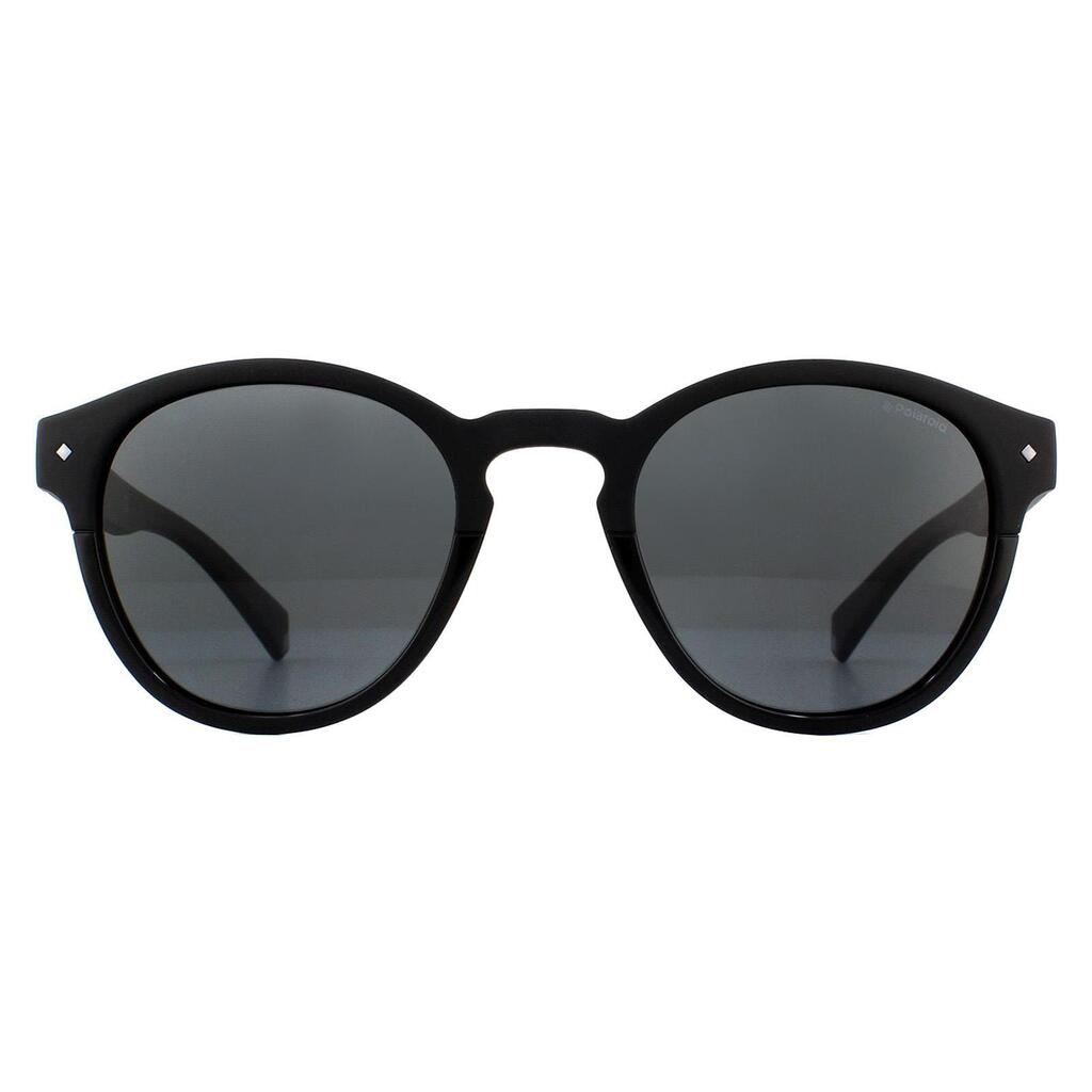 Polaroid Round Mens Black Grey Polarized Sunglasses