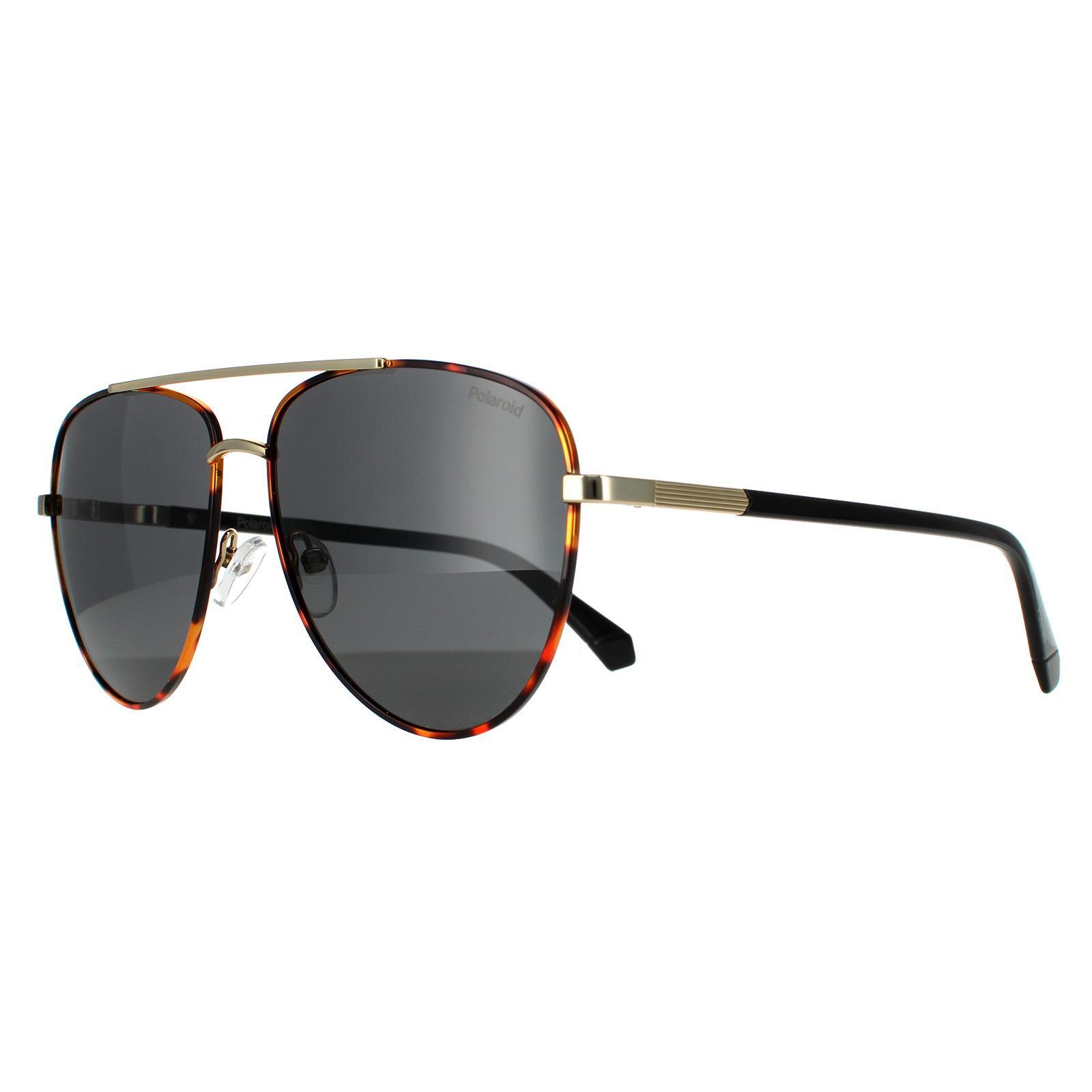 Polaroid Aviator Unisex Gold Havana Grey Polarized Sunglasses 2/4