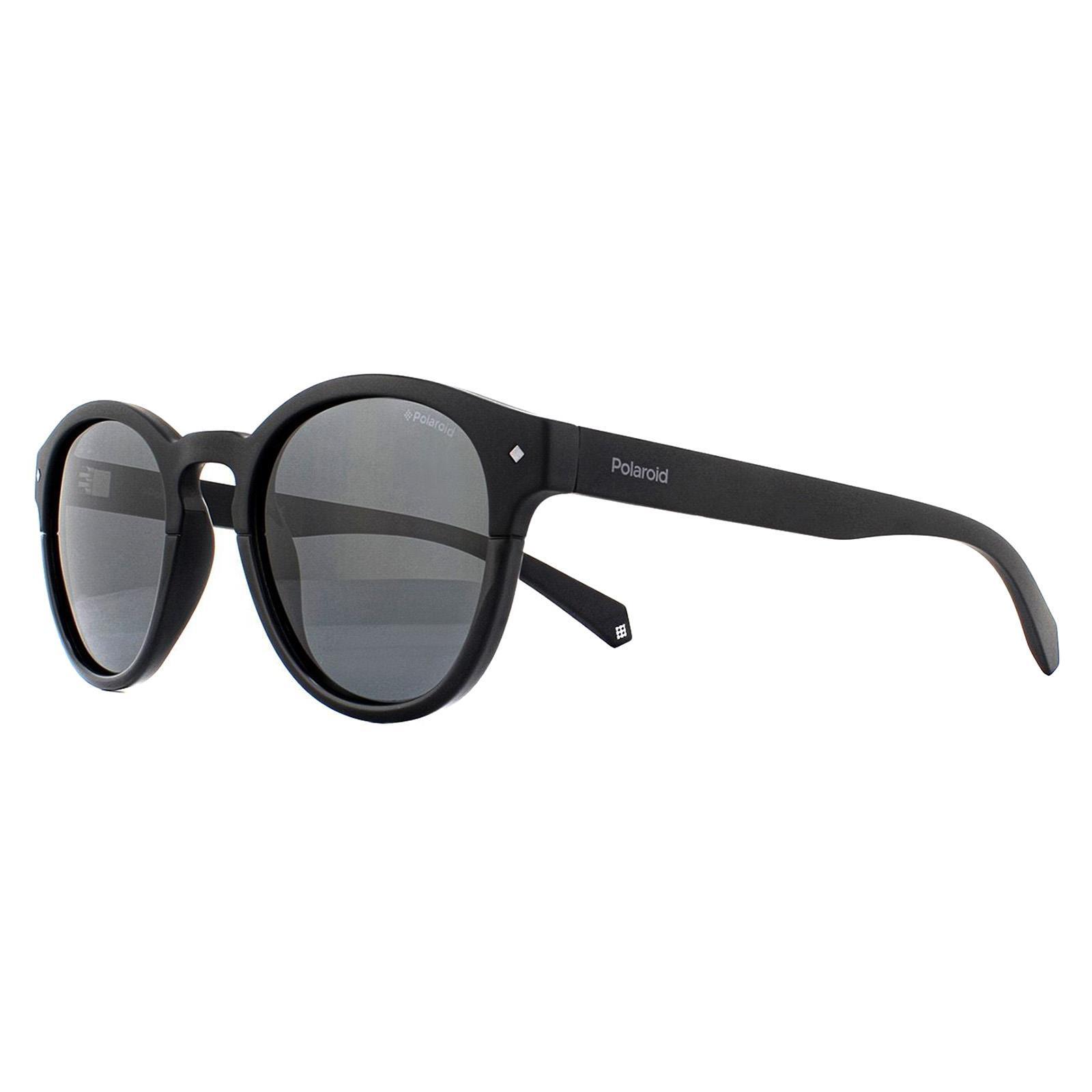 Polaroid Round Mens Black Grey Polarized Sunglasses 2/4