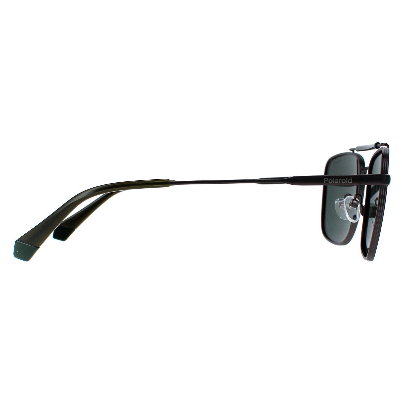 Polaroid Rectangle Mens Matte Dark Ruthenium Green Polarized Sunglasses 4/4