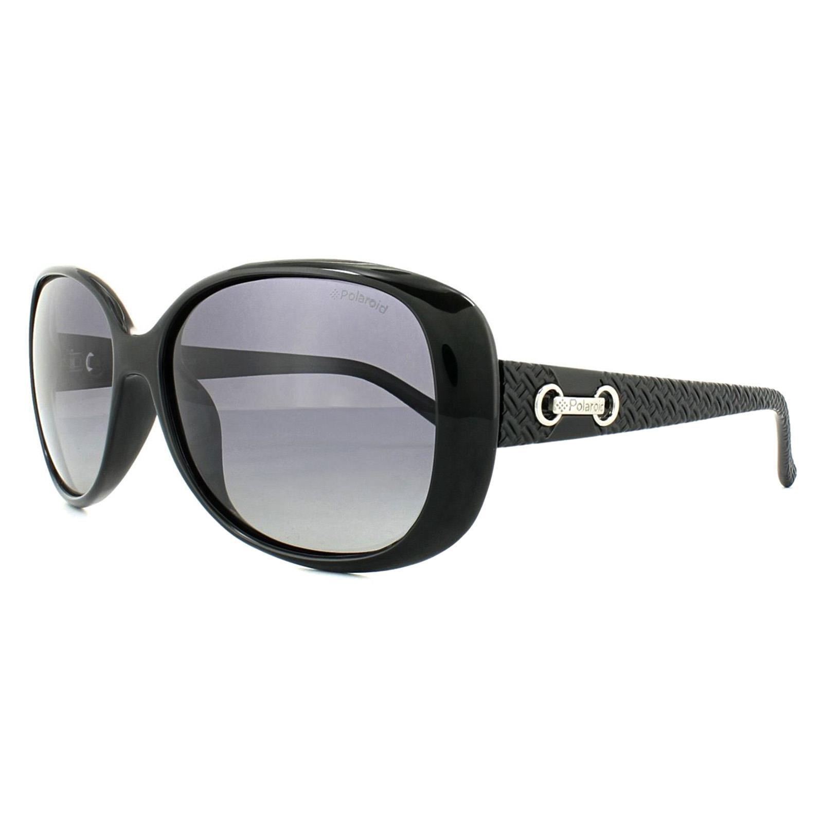 Polaroid Butterfly Womens Black Grey Gradient Polarized Sunglasses 2/4